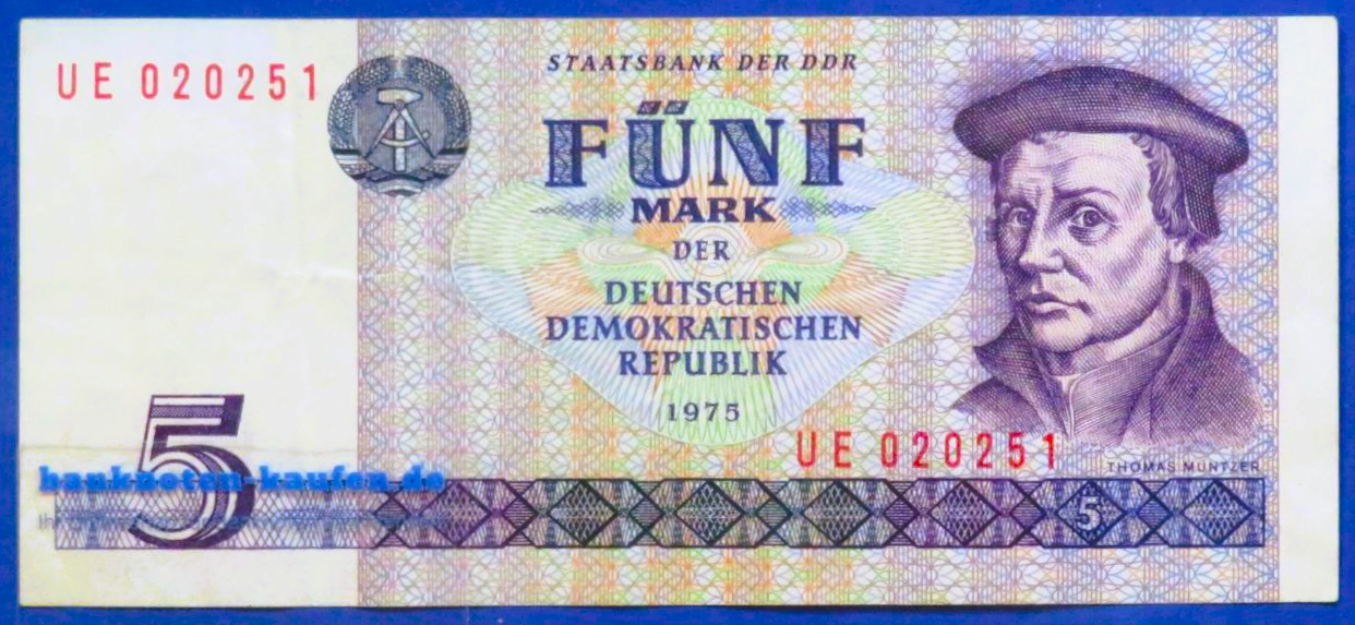 Deutsche Demokratische Republik (DDR), 5 Mark der DDR, 1975, gebraucht (USED / VF), P-27b