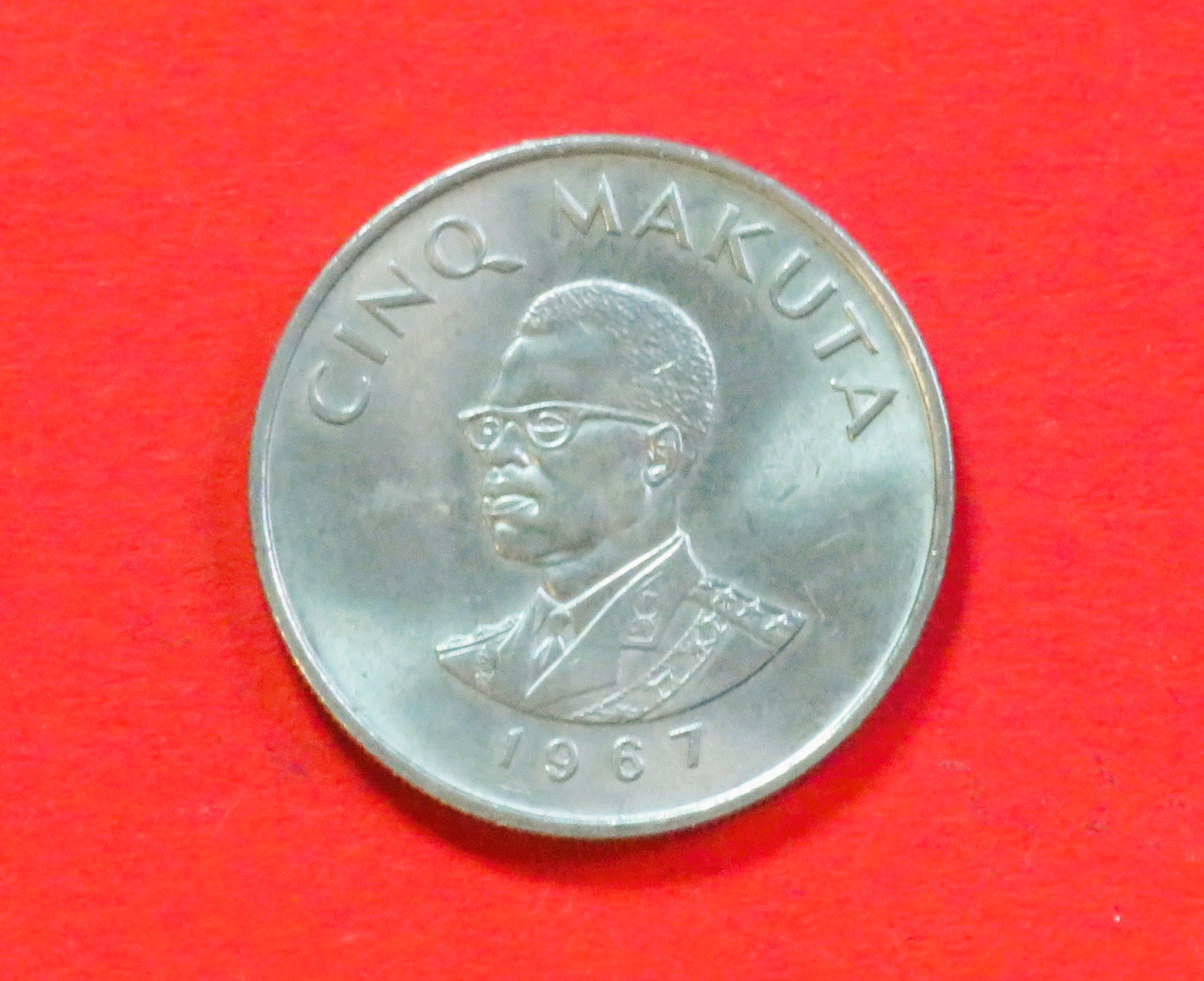 Kongo:  5 Makuta, 1967, gebraucht (used / vz), # 42 Kopie