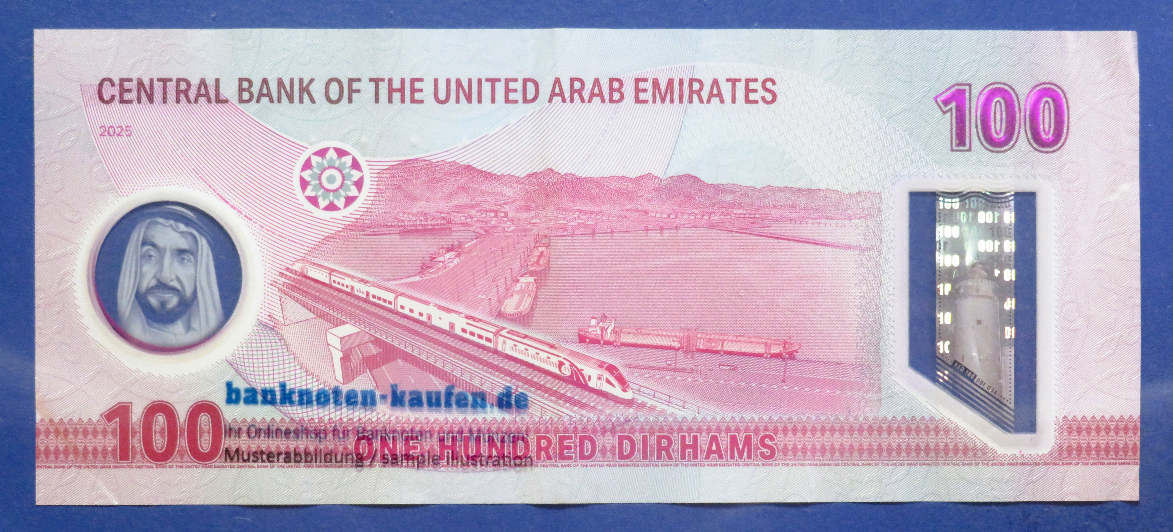 United Arab Emirates, 100 Dirhams, 2025, circulated (USED / VF), Polymer, P-40a