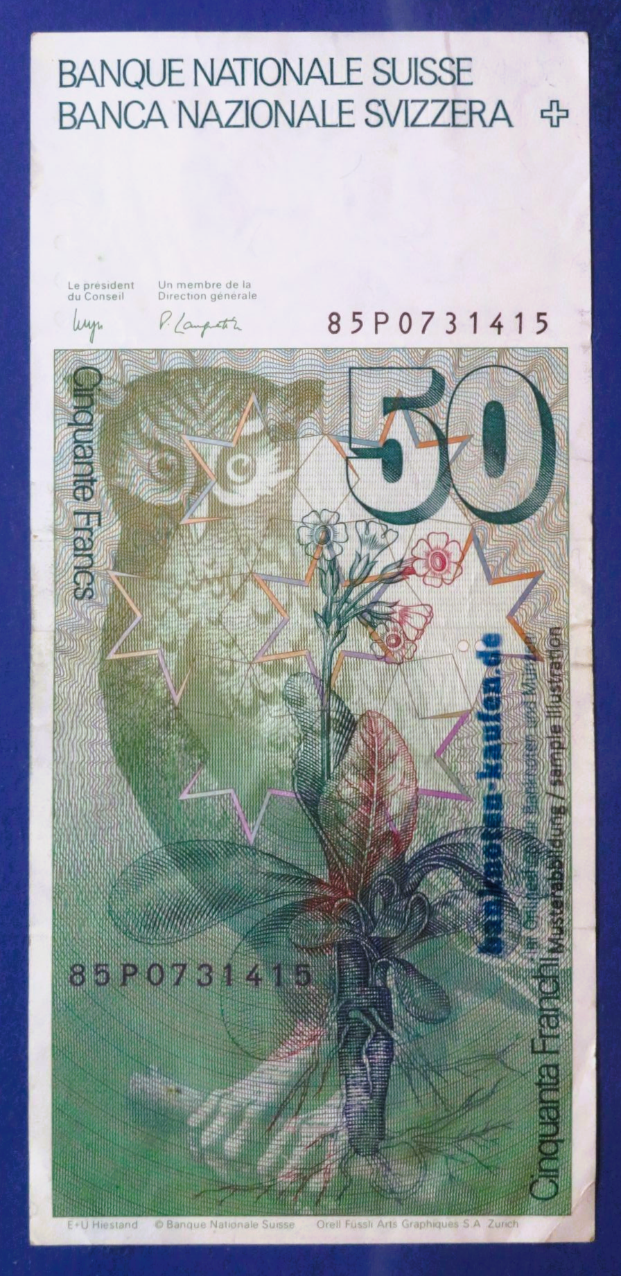 Switzerland, 50 Franken, 1985, circulated (USED / VF), P-56c