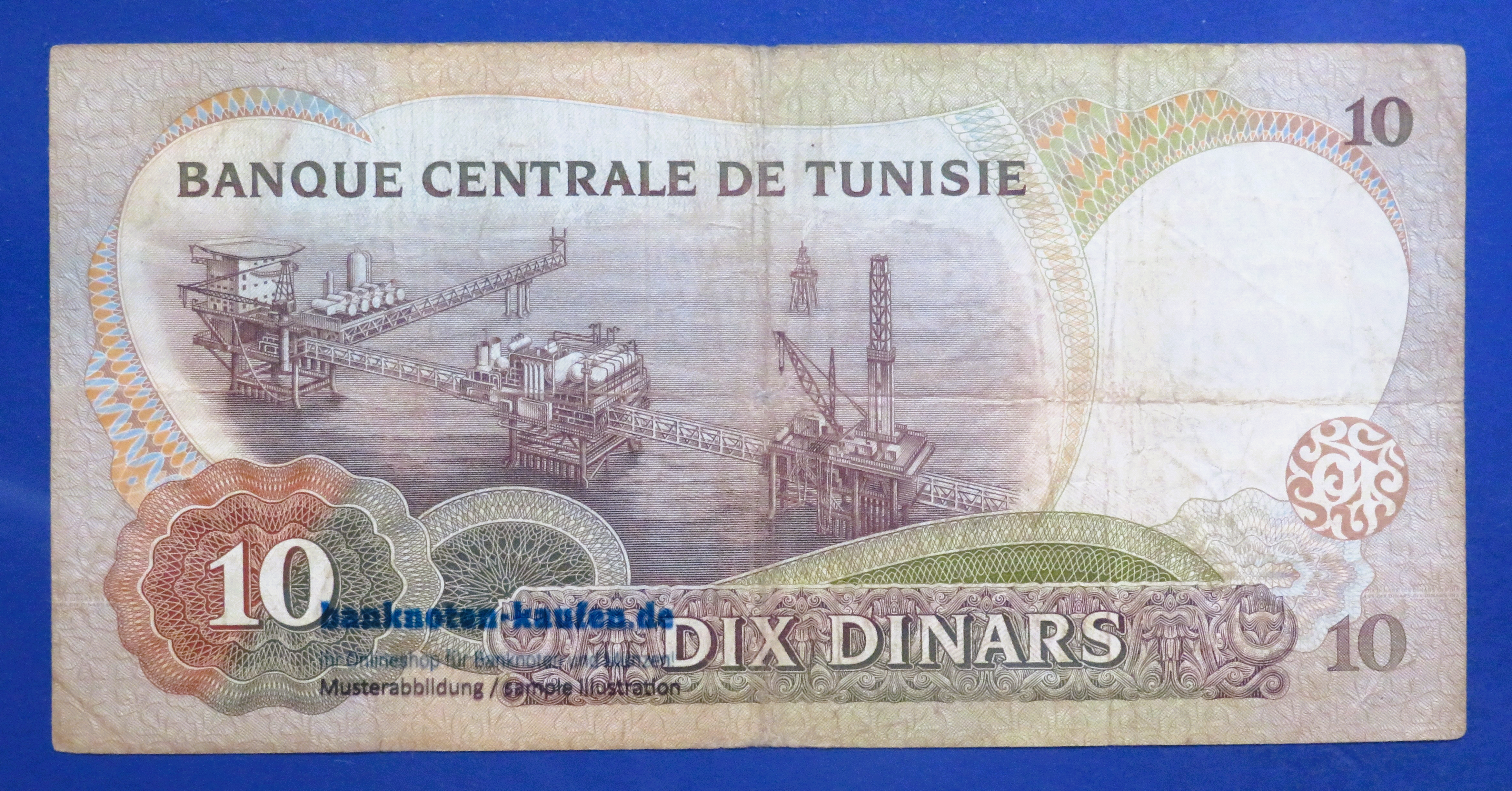 Tunesien, 10 Dinars, 1986, gebraucht (USED / F+), P-84