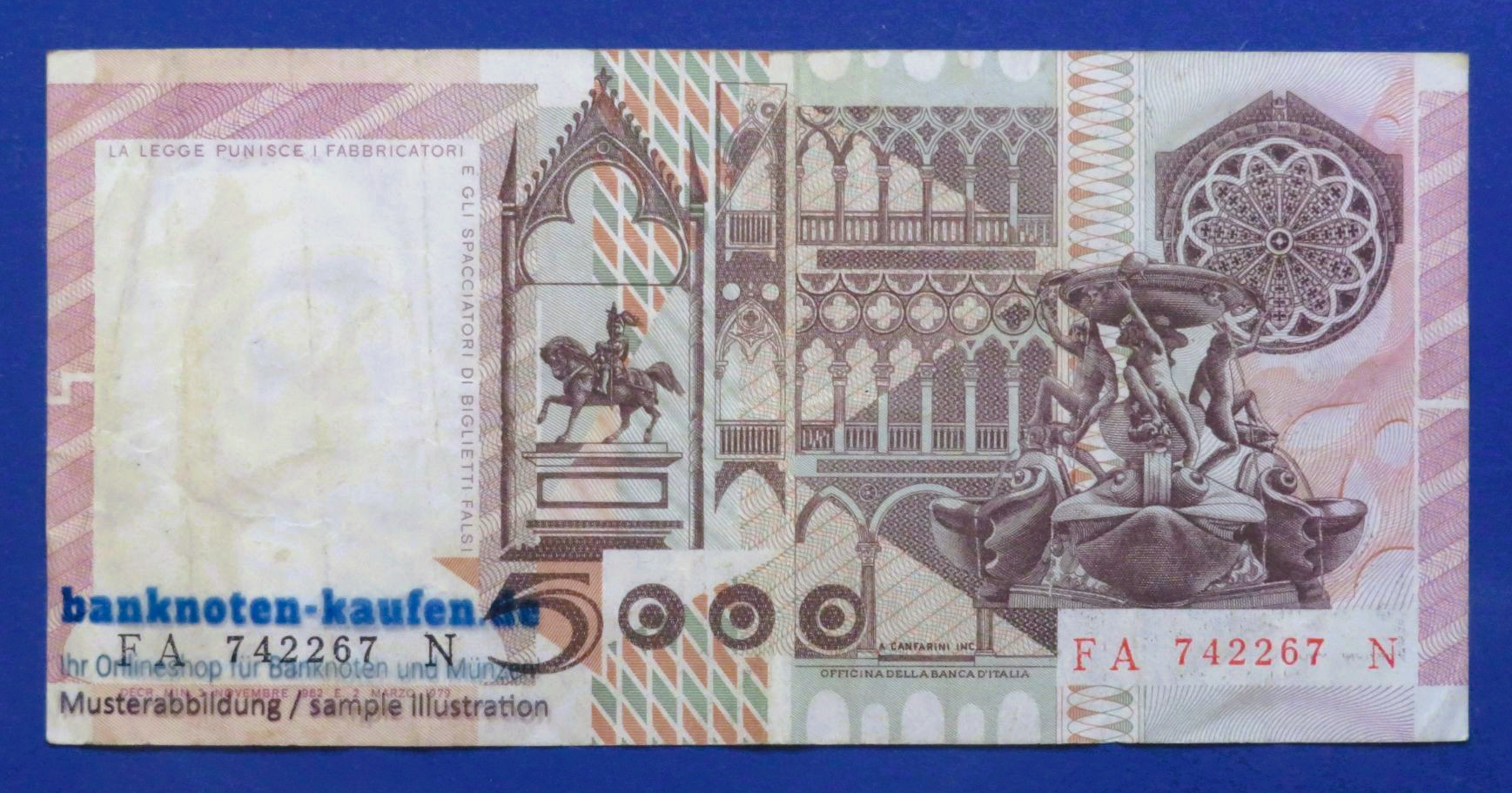 Italien, 5.000 Lire, 1982, gebraucht (USED / VF), P-105b
