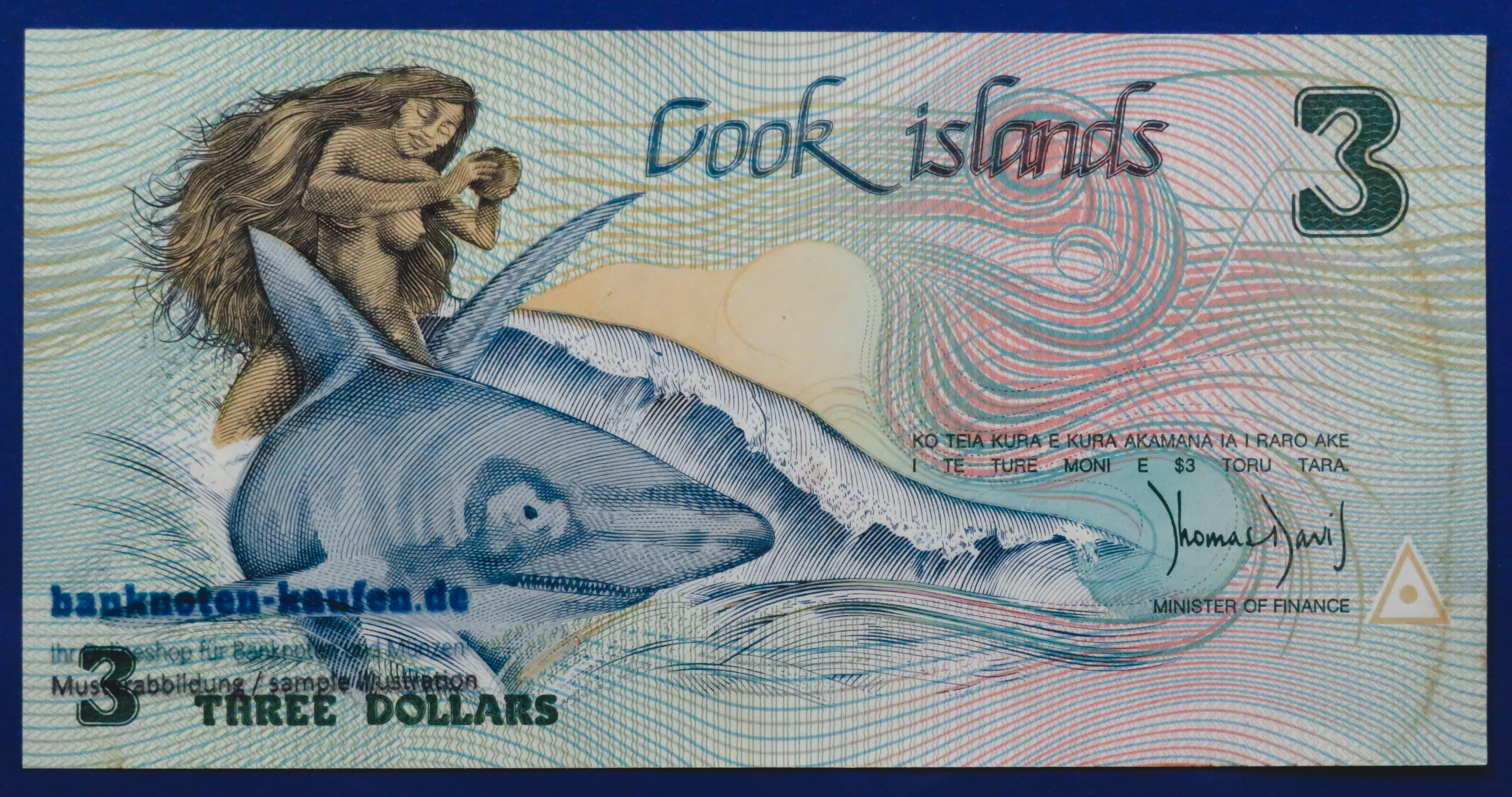 Cook Islands, 3 Dollars, 1987ND, about uncirculated (AU), P-3