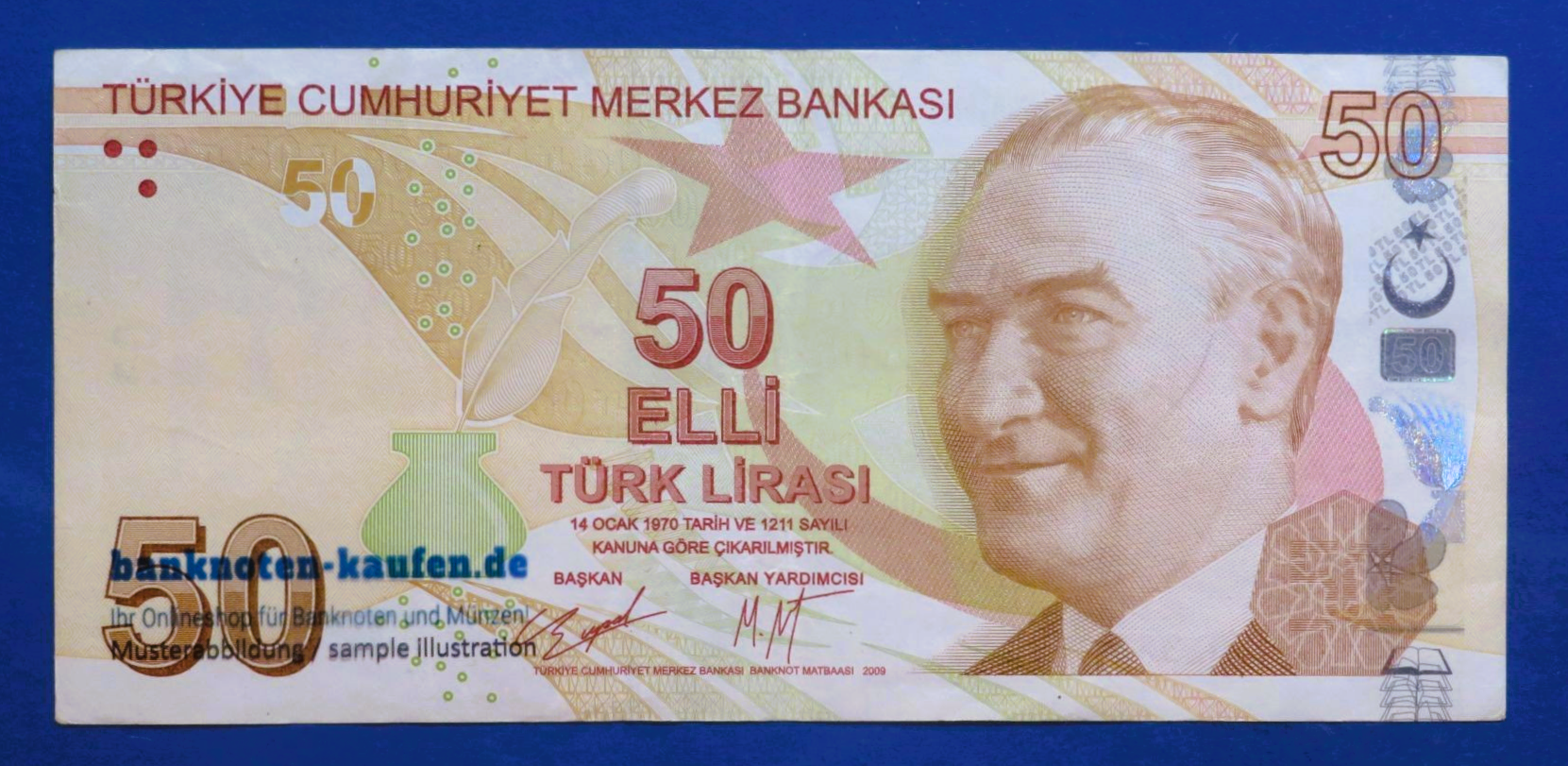 Türkei, 50 Lira, 2009, gebraucht (USED / VF+), P-225