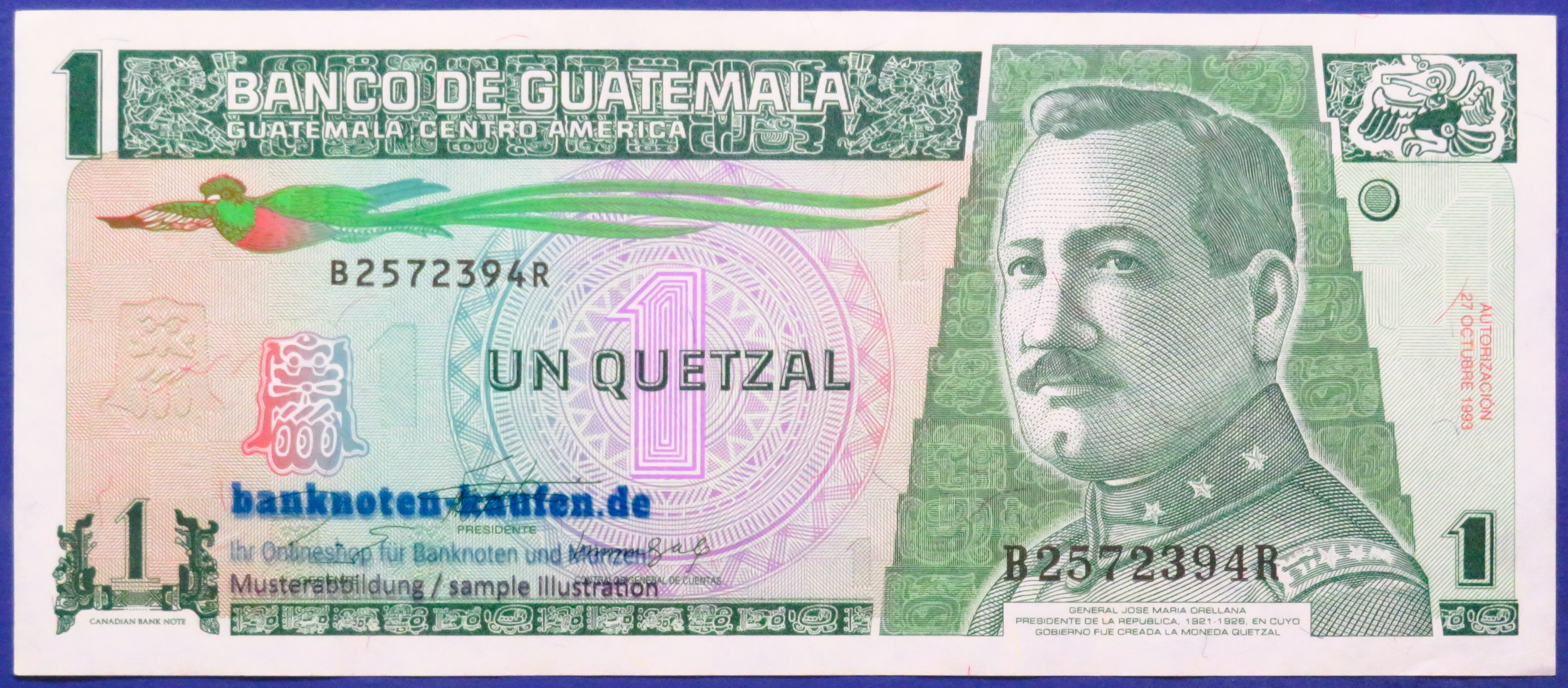 Guatemala, 1 Quetzal, 1993, gebraucht (USED / XF), P-87a