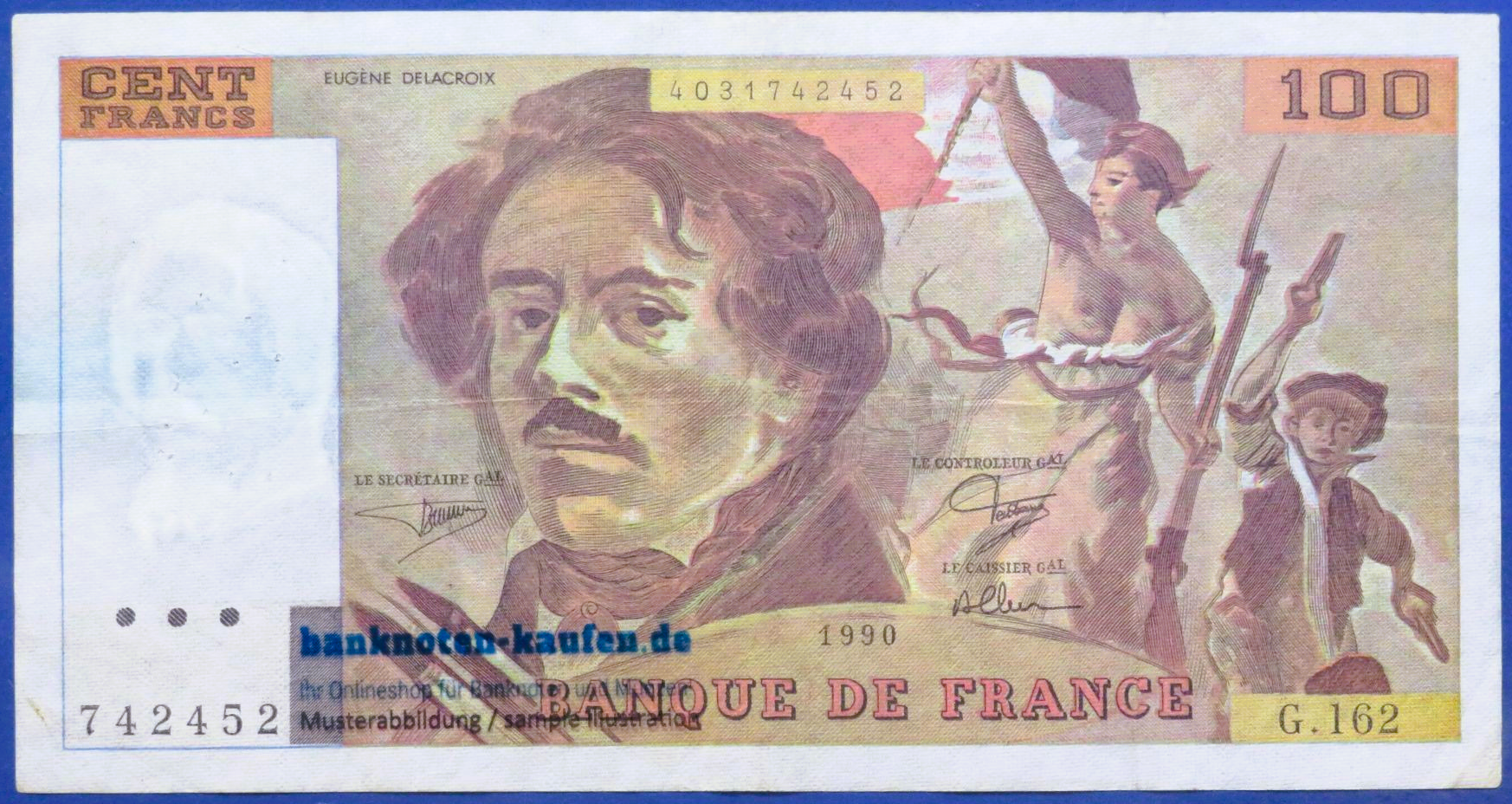 Frankreich, 100 Francs, 1990, gebraucht (USED / VF), P-154e