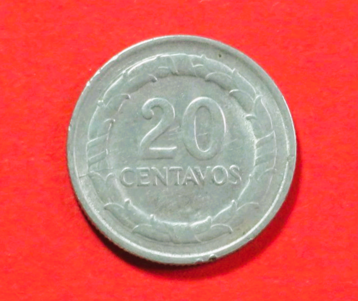 Colombia:  20 Centavos, 1967-1969, circulated (used / vf), # 29a