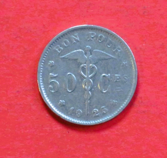 Belgium:  50 Centimes (fr-type), 1922-1933, circulated (USED / vf)