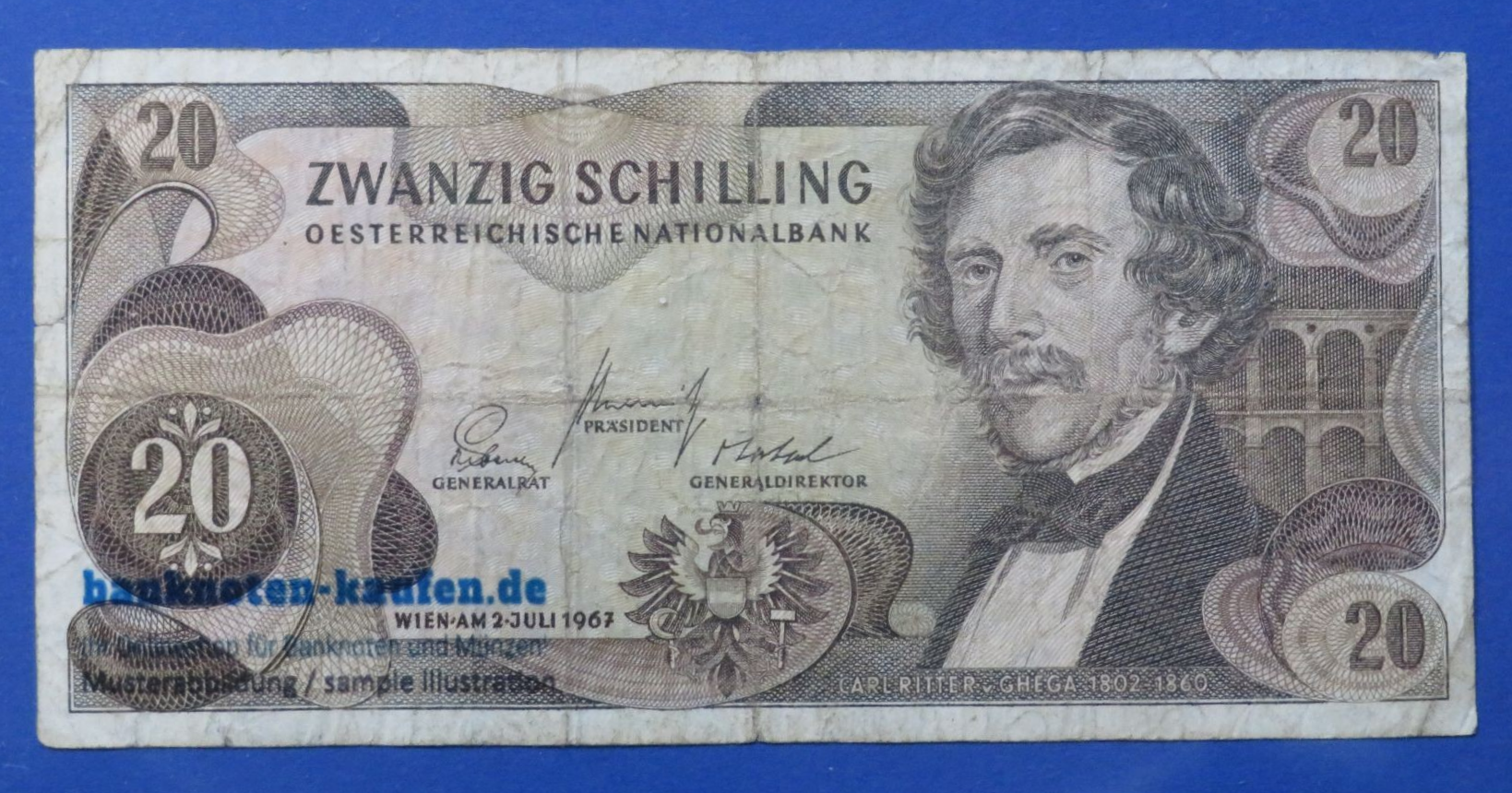 Austria, 20 Schilling, 1967, circulated (USED / F), P-142