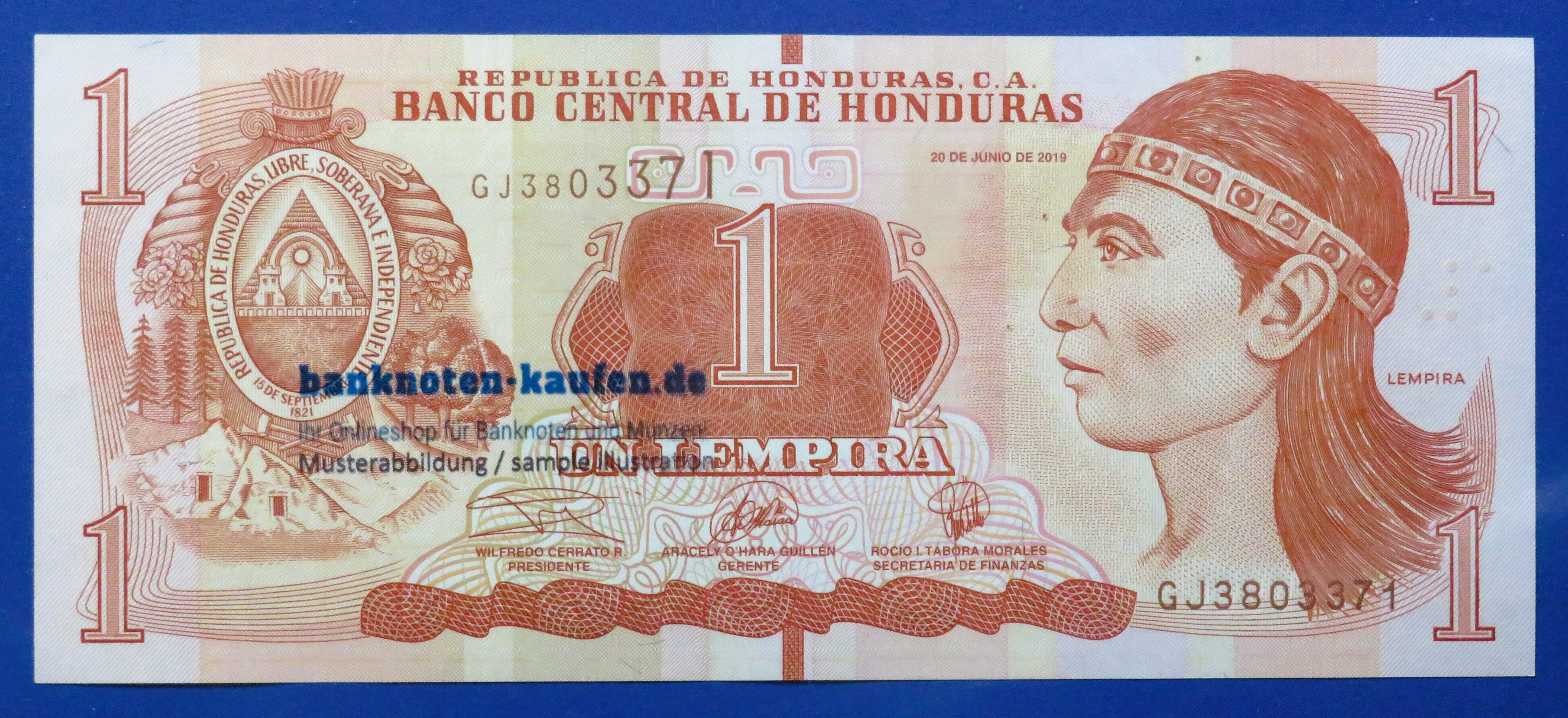 Honduras, 1 Lempira, 2019, circulated (USED / AU) 
