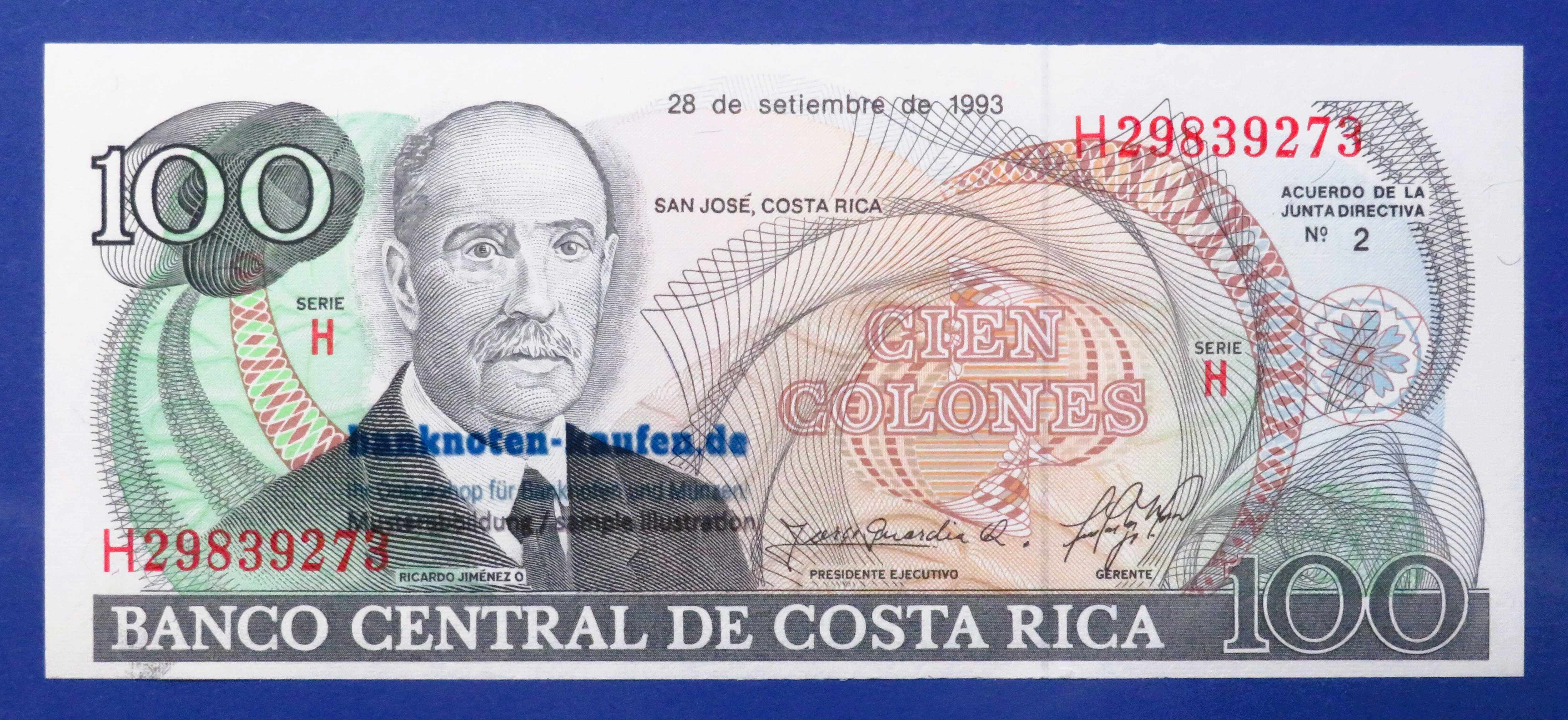 Costa Rica, 100 Colones, 1993, uncirculated (UNC), P-261