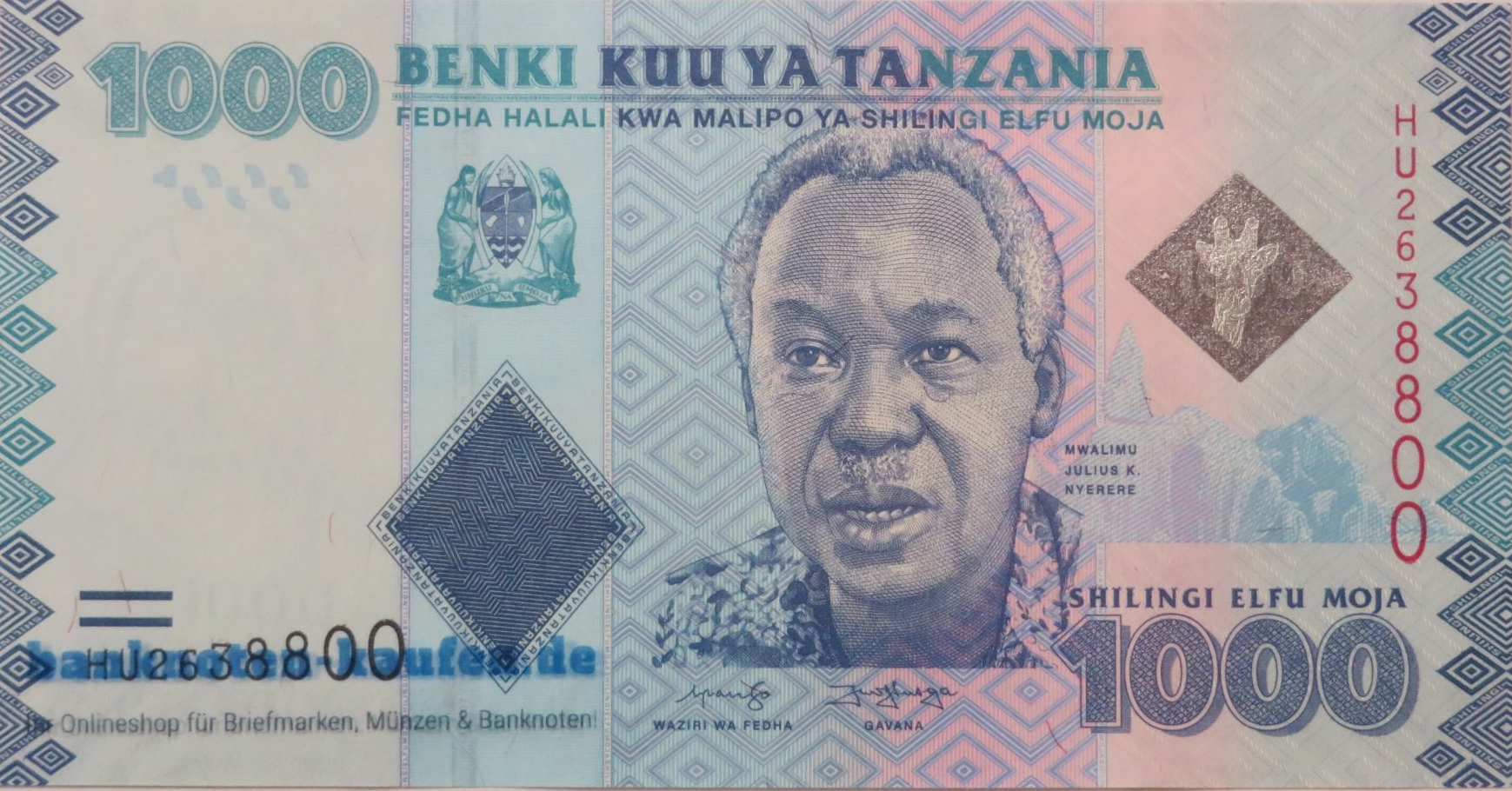Tanzania - 1,000 Shillings, 2019ND, uncirculated (UNC), P-41c