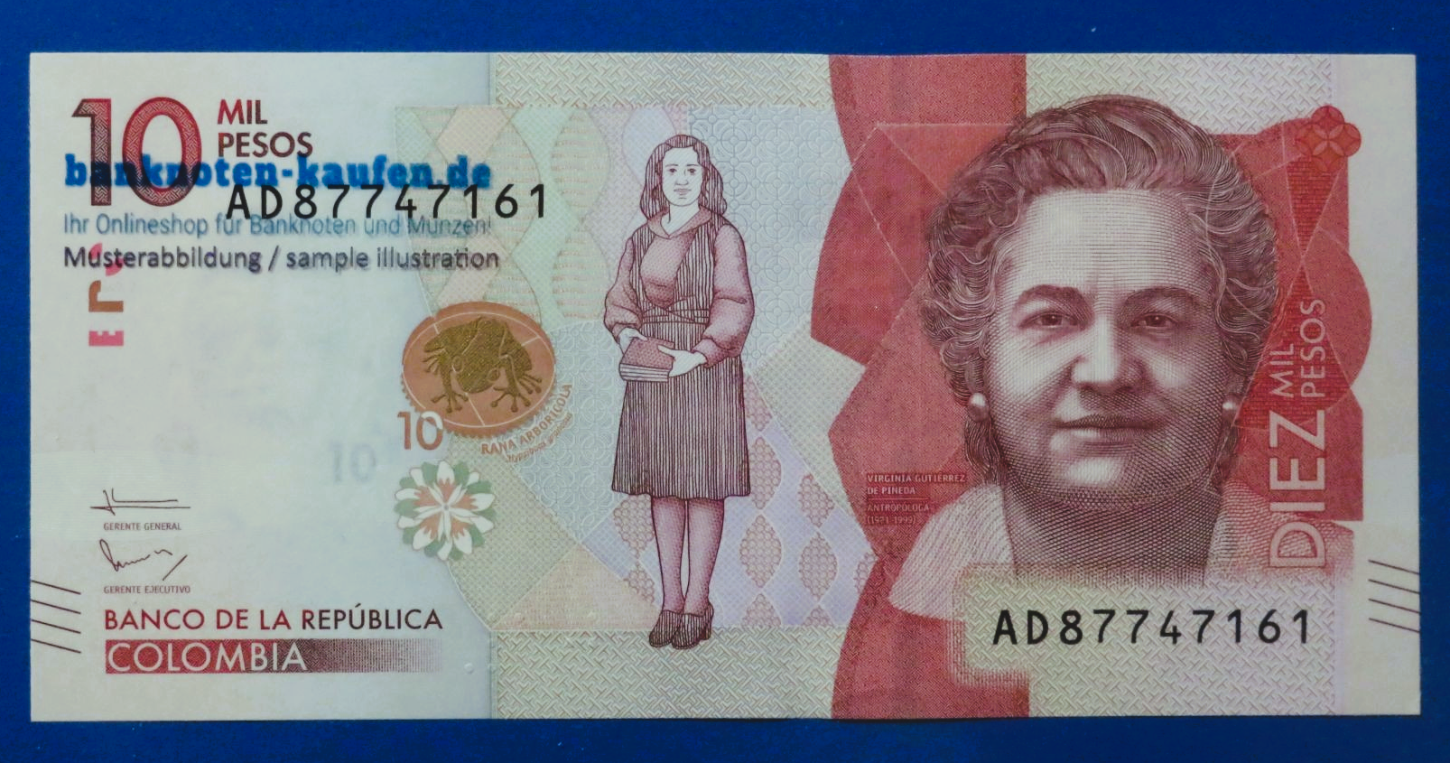 Colombia - 10,000 Pesos, 2016, about uncirculated (AU), P-460b