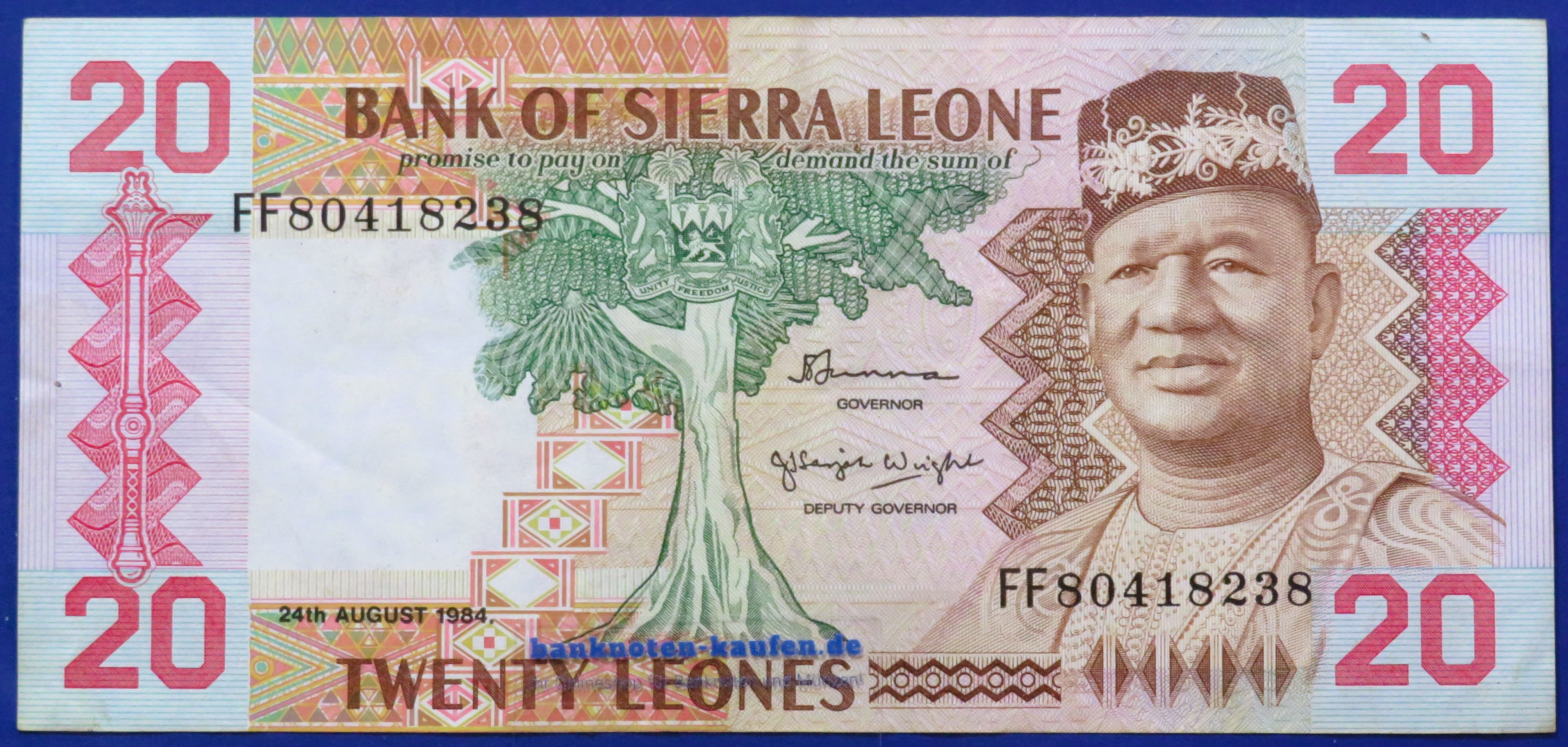 Sierra Leone, 20 Leones, 1984, circulated (USED / VF), P-14b