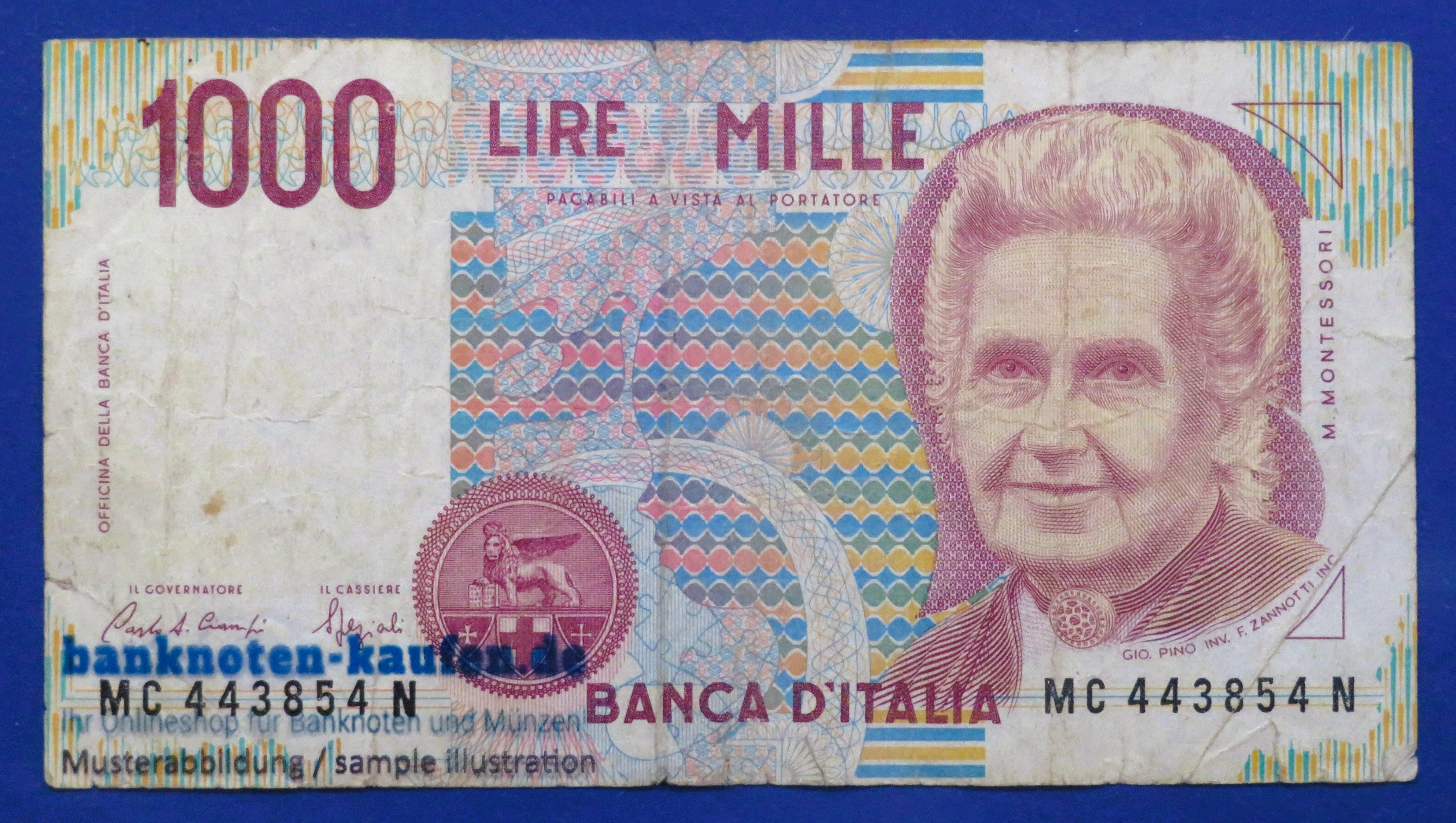 Italy - 1,000 Lire, 1990, circulated (USED / F), P-114a