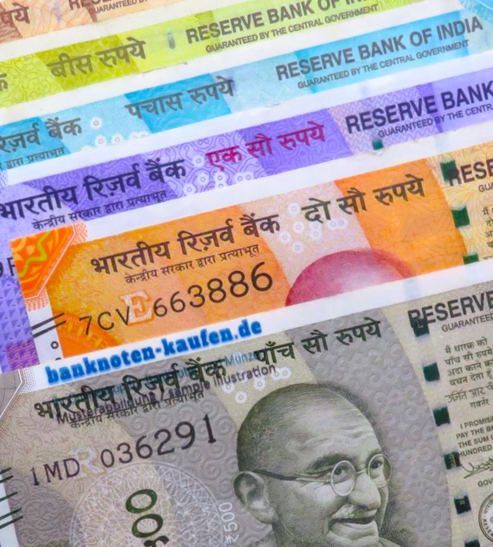 India, Set of 6 banknotes, 880 Rupees, 2017-2023, circulated (USED / VF)