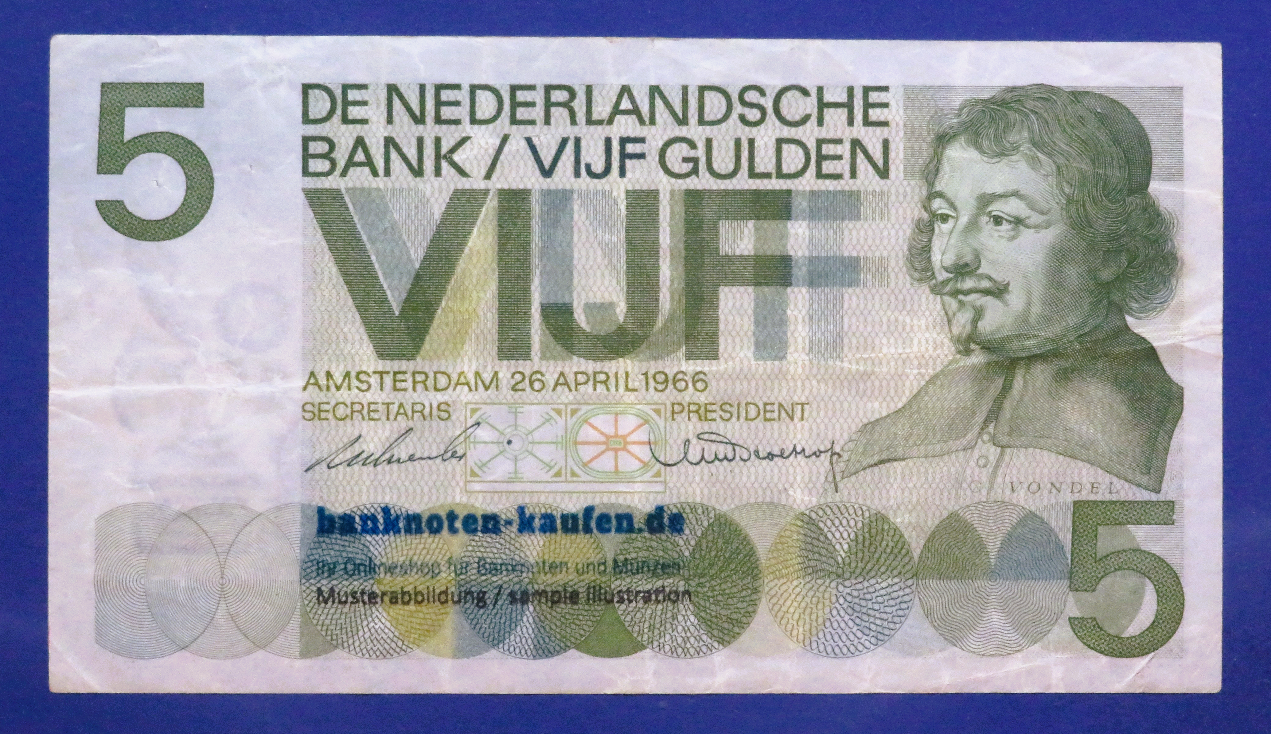 Niederlande, 5 Gulden, 1966, gebraucht (USED / VF-), P-90a