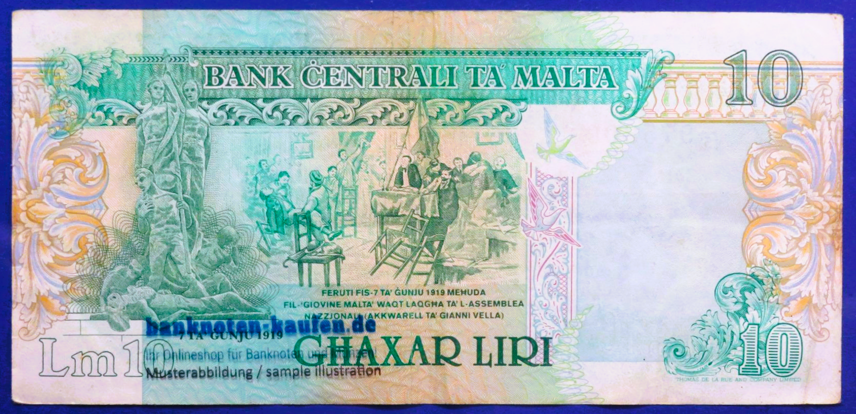 Malta, 10 Liri, L.1967 (1989), circulated (USED / VF), P-43a