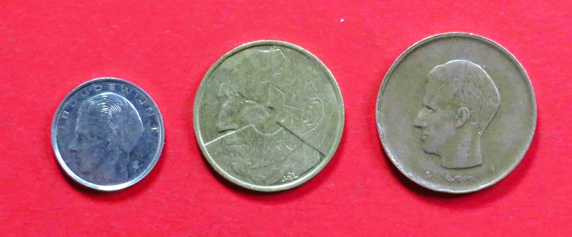 Belgium - Set 12:  1/5/20 Frank (nl-type), 1980-1993, circulated (USED / vf)