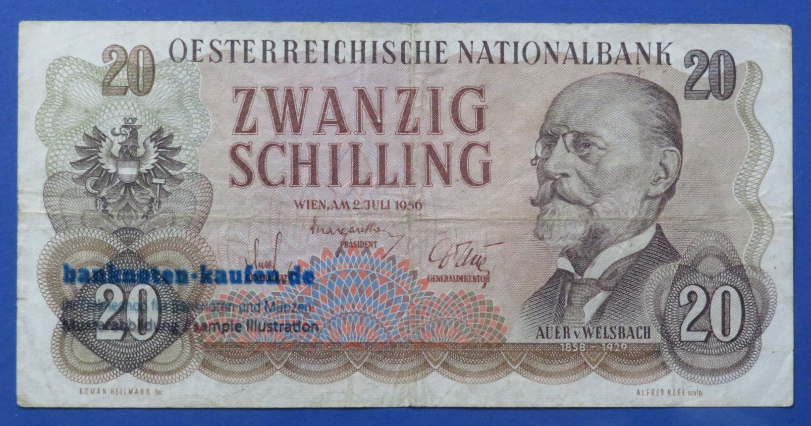 Austria, 20 Schilling, 1956, circulated (USED / VF), P-136