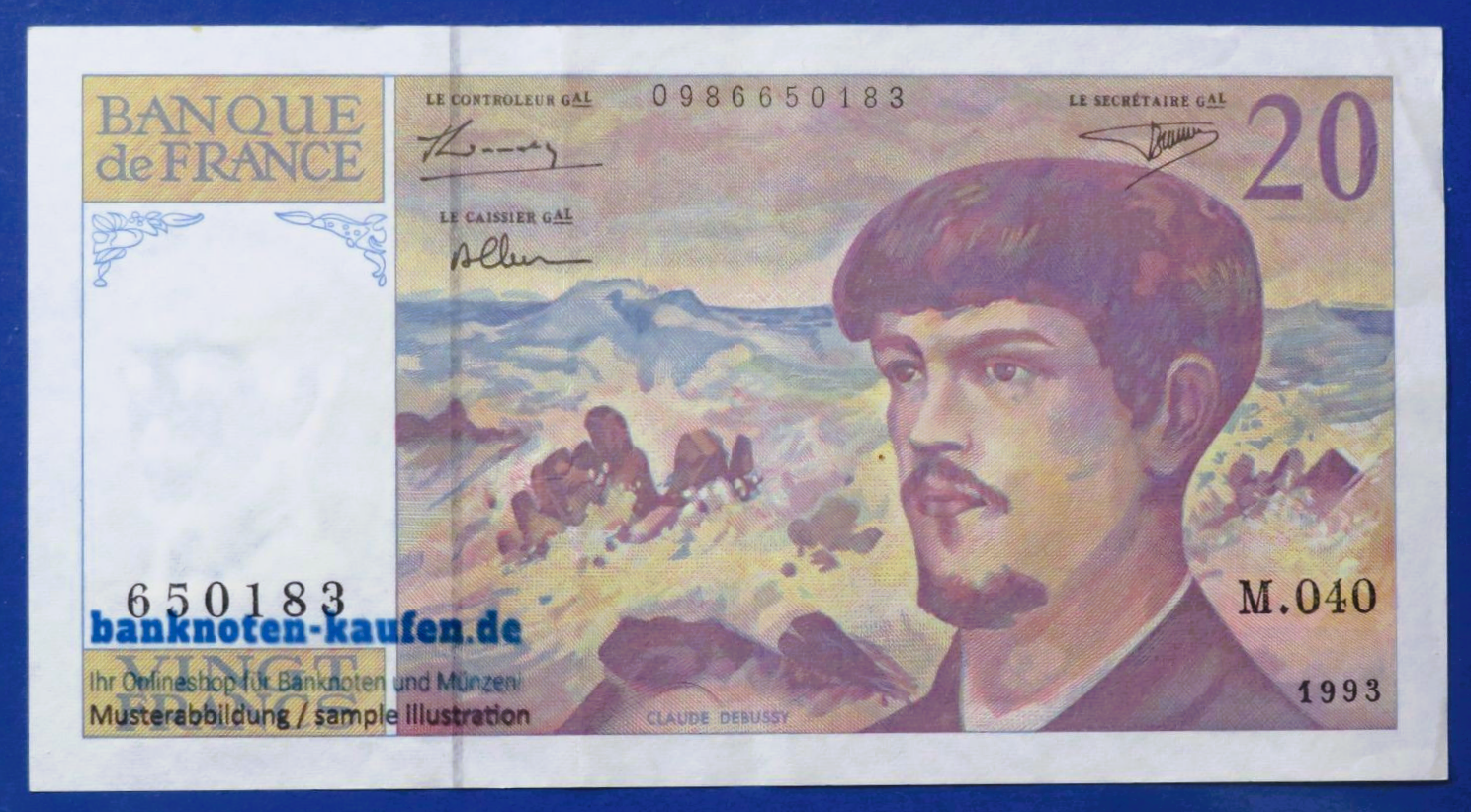 France, 20 Francs, 1993, circulated (USED / VF), P-151f