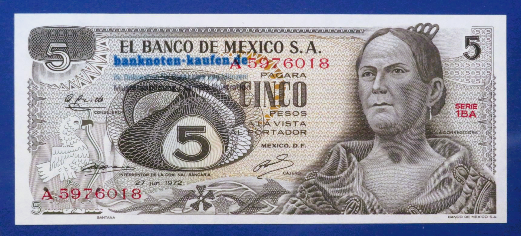 Mexico, 5 Pesos, 1972, uncirculated (UNC), P-62c