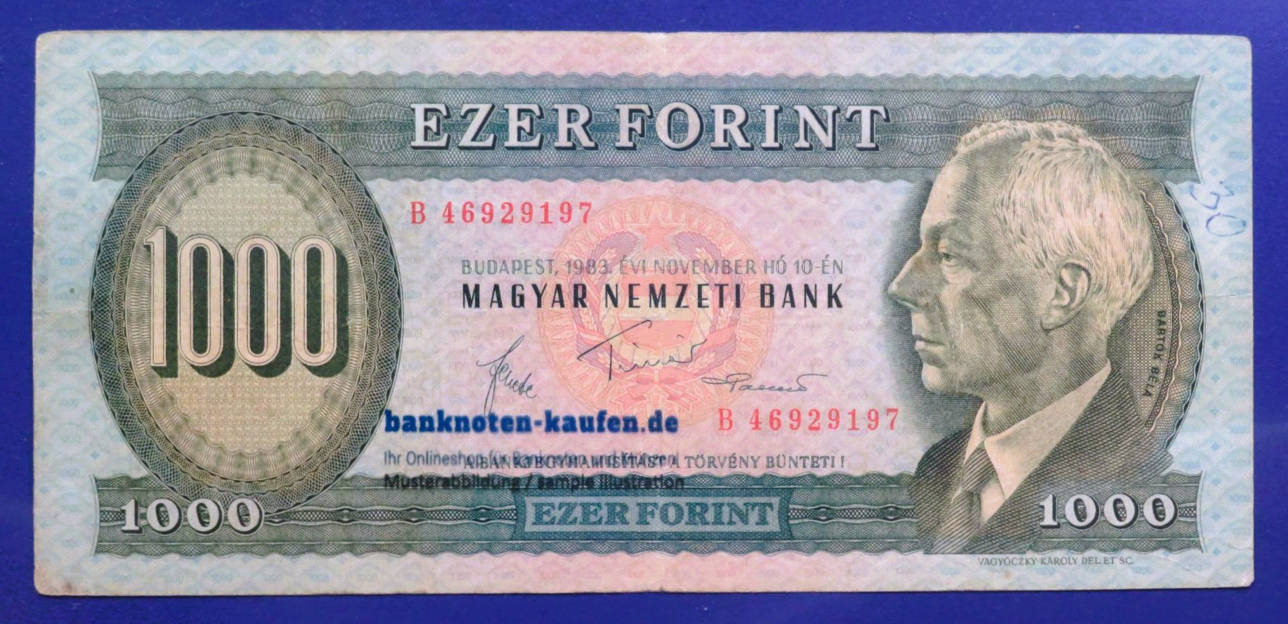 Hungary - 1,000 Forint, 1983, circulated (USED / F+), P-173a