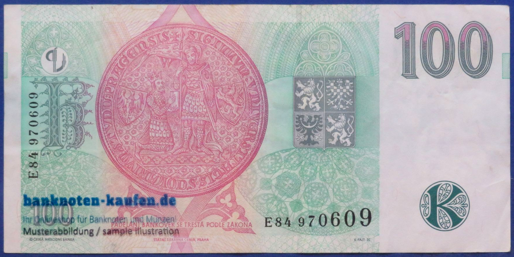 Tschechische Republik, 100 Korun, 1997,  gebraucht (USED / VF), P-18c