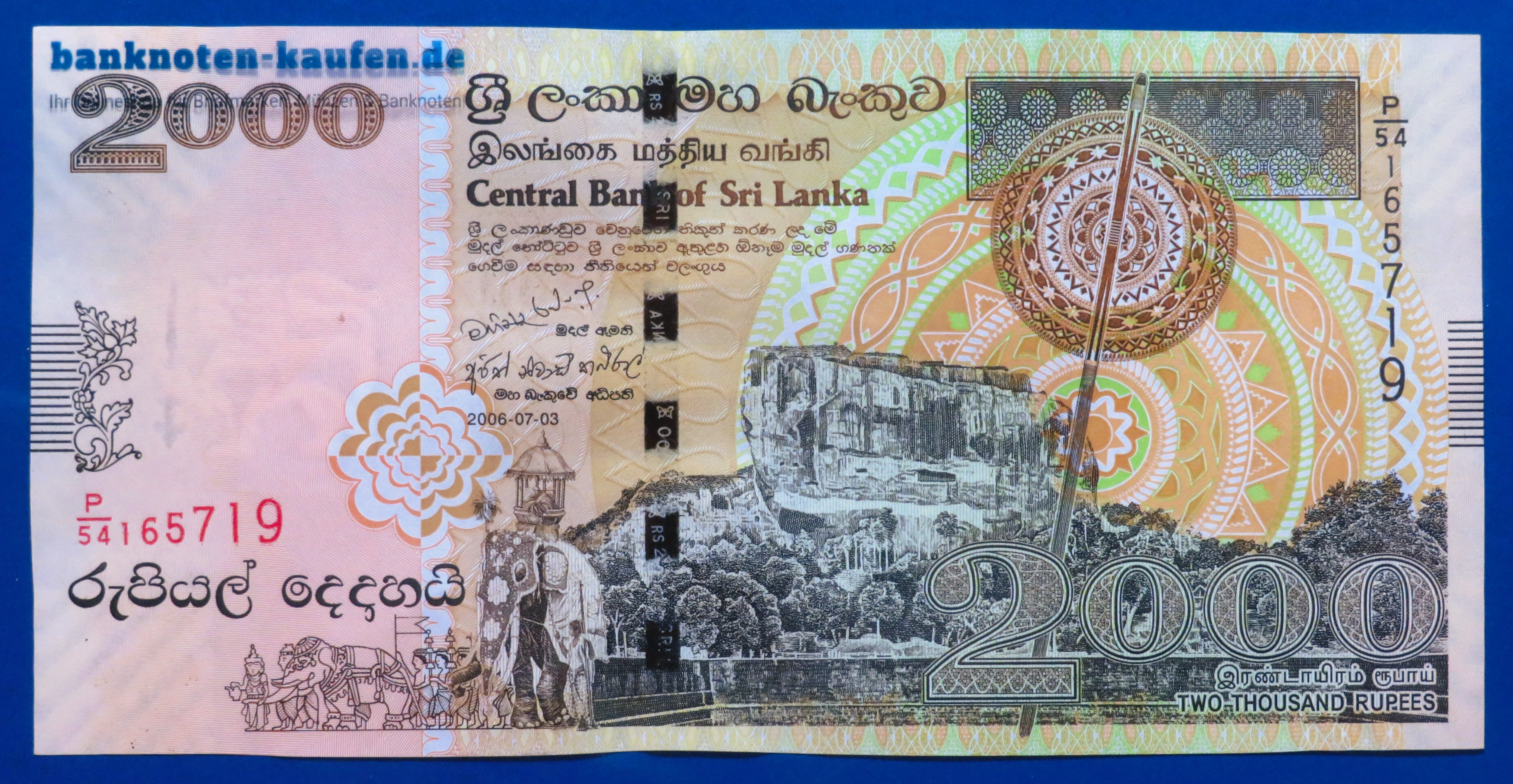 Sri Lanka, 2.000 Rupien, 2006, kassenfrisch (UNC), P-121b