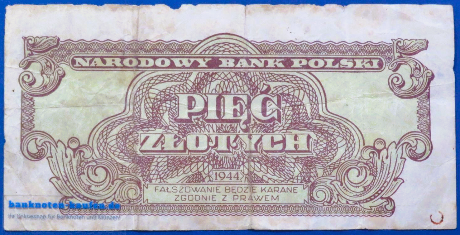 Poland, 5 Zloty, 1944, circulated (USED / VG), P-108