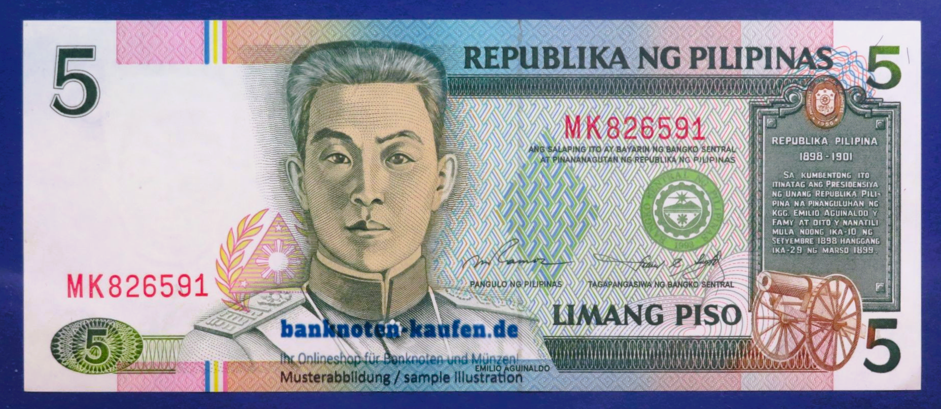 Philippinen, 5 Piso, 1995ND, kassenfrisch (UNC), P-180