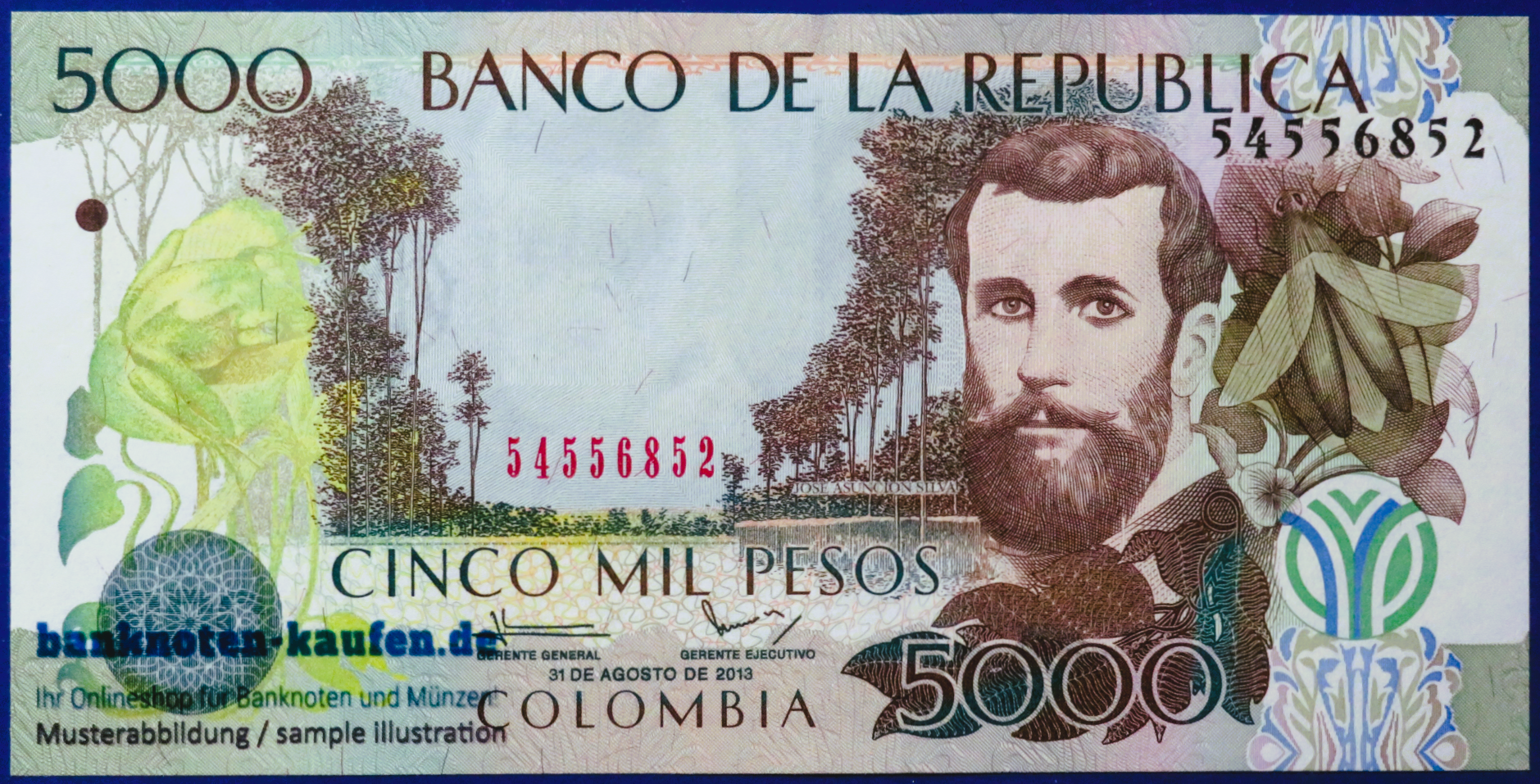 Kolumbien, 5.000 Pesos, 2013, kassenfrisch (UNC), P-452