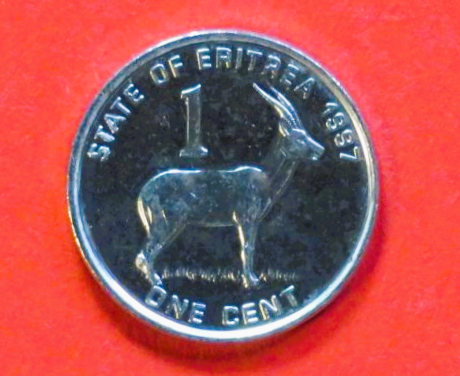 Eritrea: 1 Cent, 1997, gebraucht (used / vz), # 43