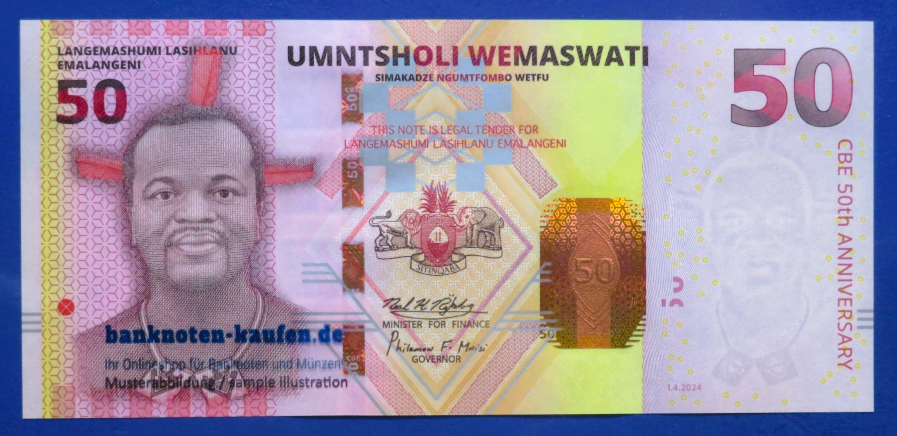 Eswatini, 50 Emalangeni, 2024, kassenfrisch (UNC), Gedenkausgabe, P-46