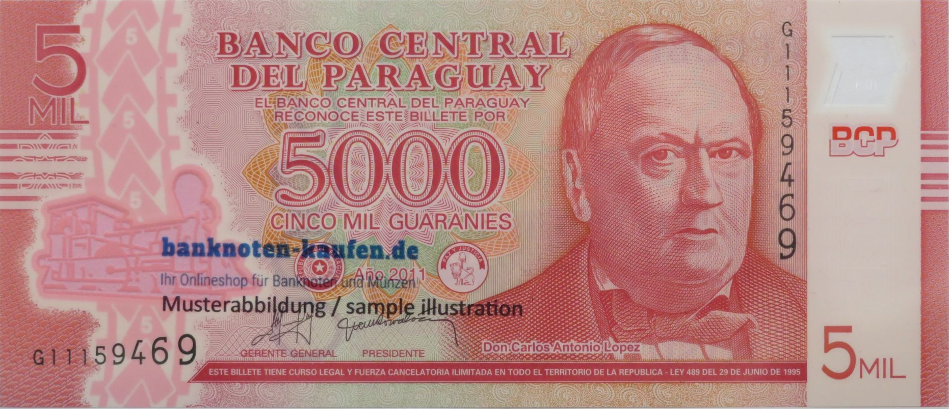 Paraguay - 5,000 Guaranies, 2011, uncirculated (UNC), Polymer, P-234