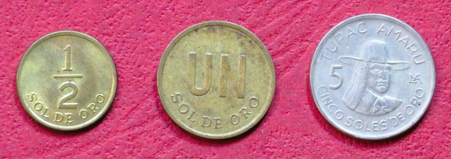 Peru - Set 7: set of 3 coins, 0,5-5 Soles, 1975-1977, circulated (USED / vf)