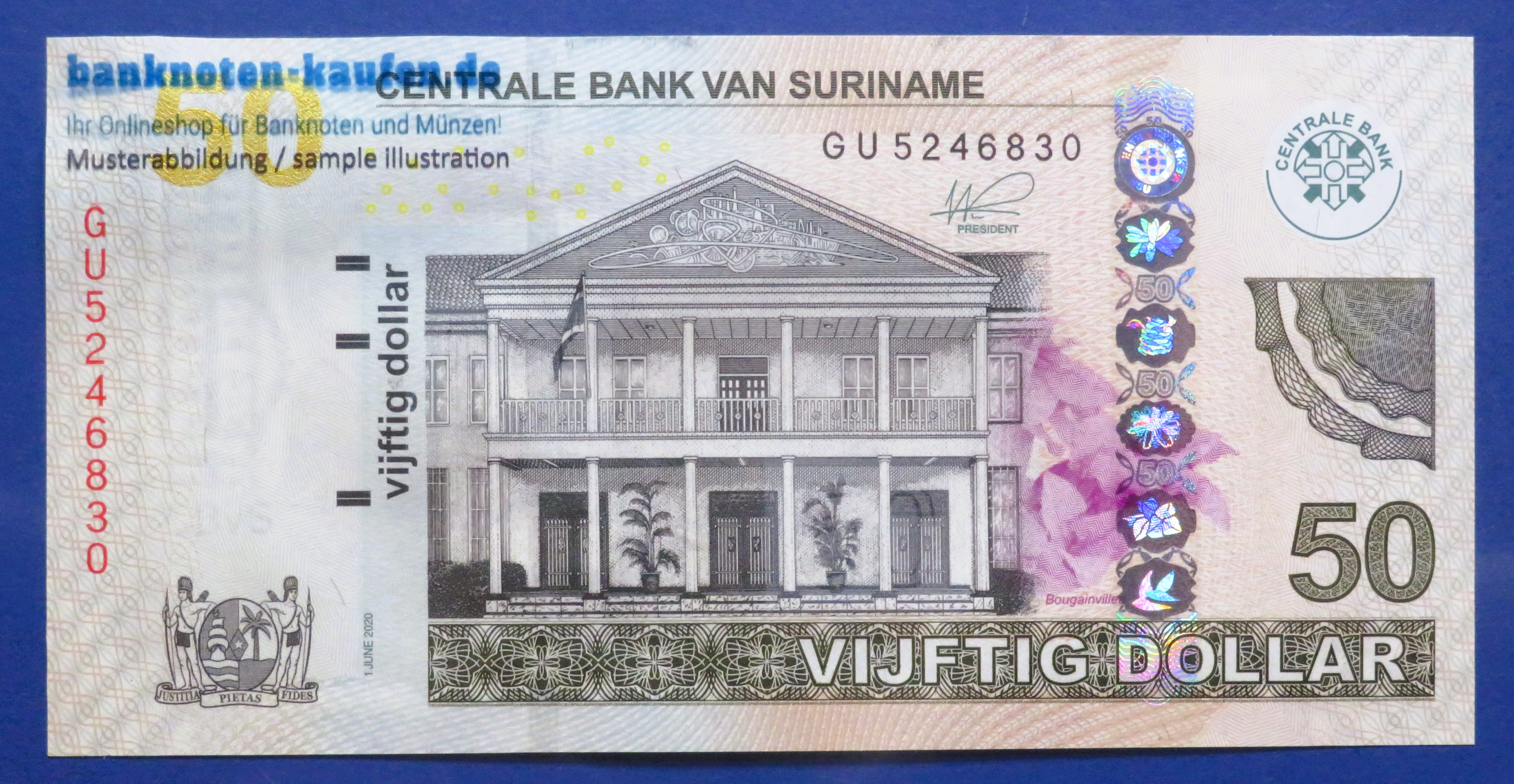 Suriname, 50 Dollars, 2020, uncirculated (UNC), P-165e