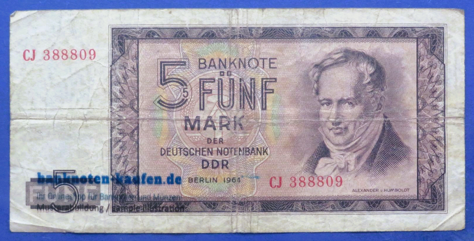 Germany-Democratic Republic (GDR), 5 Mark, 1964, circulated (USED / F), P-22