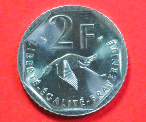 Frankreich:  2 Francs, 1997, gebraucht (used / ss+), Gedenkausgabe, # 490