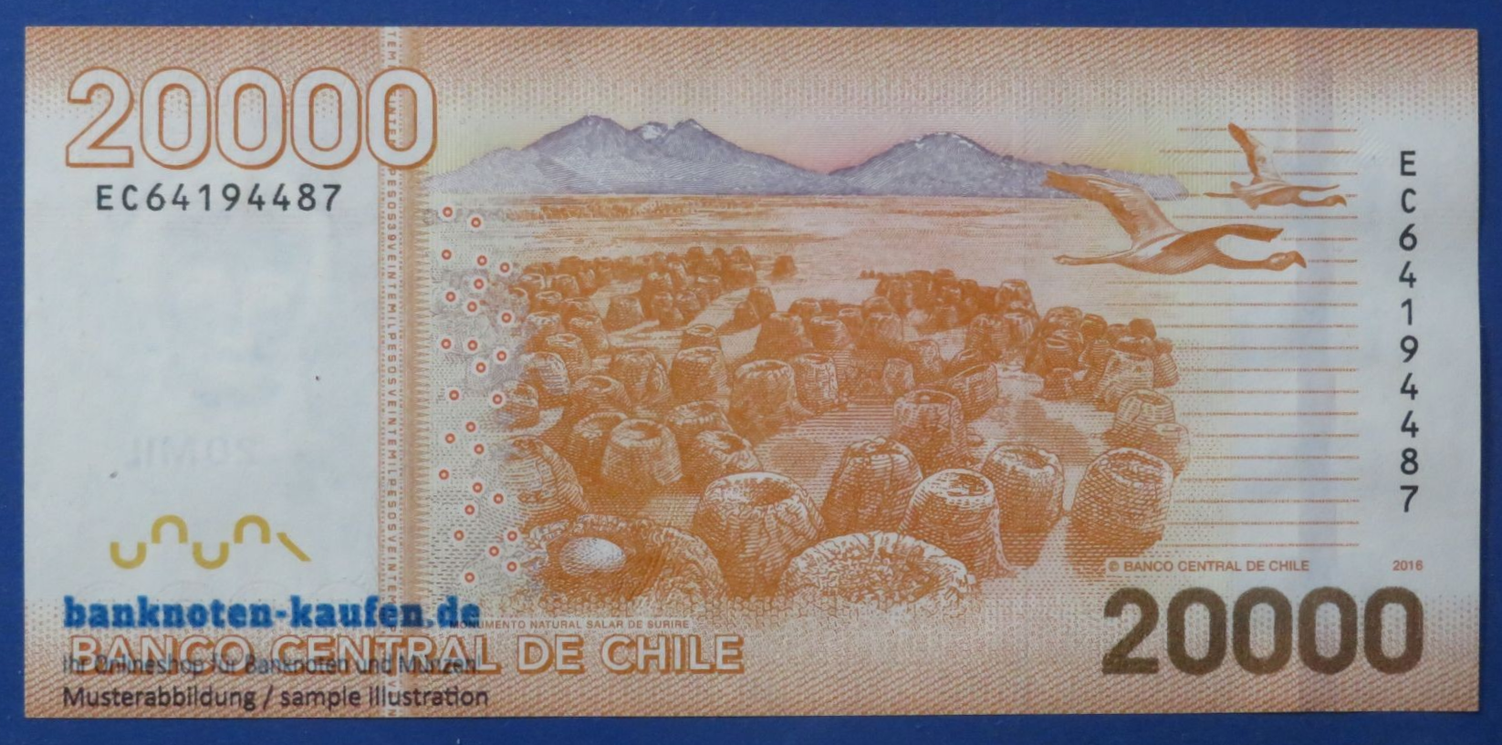 Chile - 20,000 Pesos, 2016, circulated (USED / AU), P-165