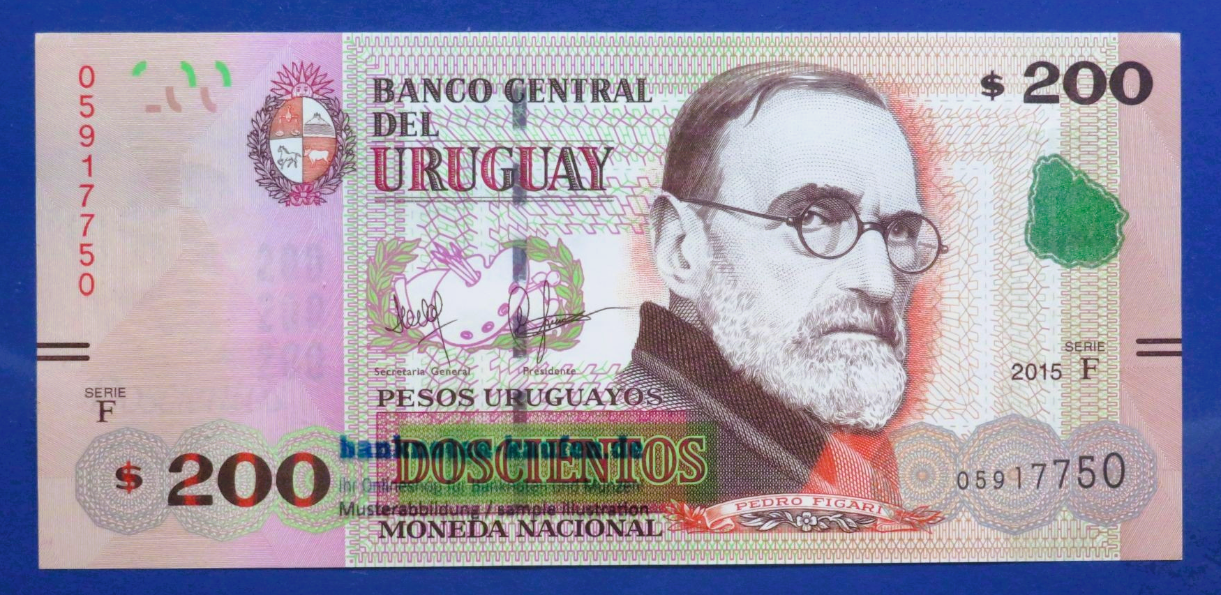 Uruguay, 200 Pesos Uruguayos, 2015, about uncirculated (AU), P-96a