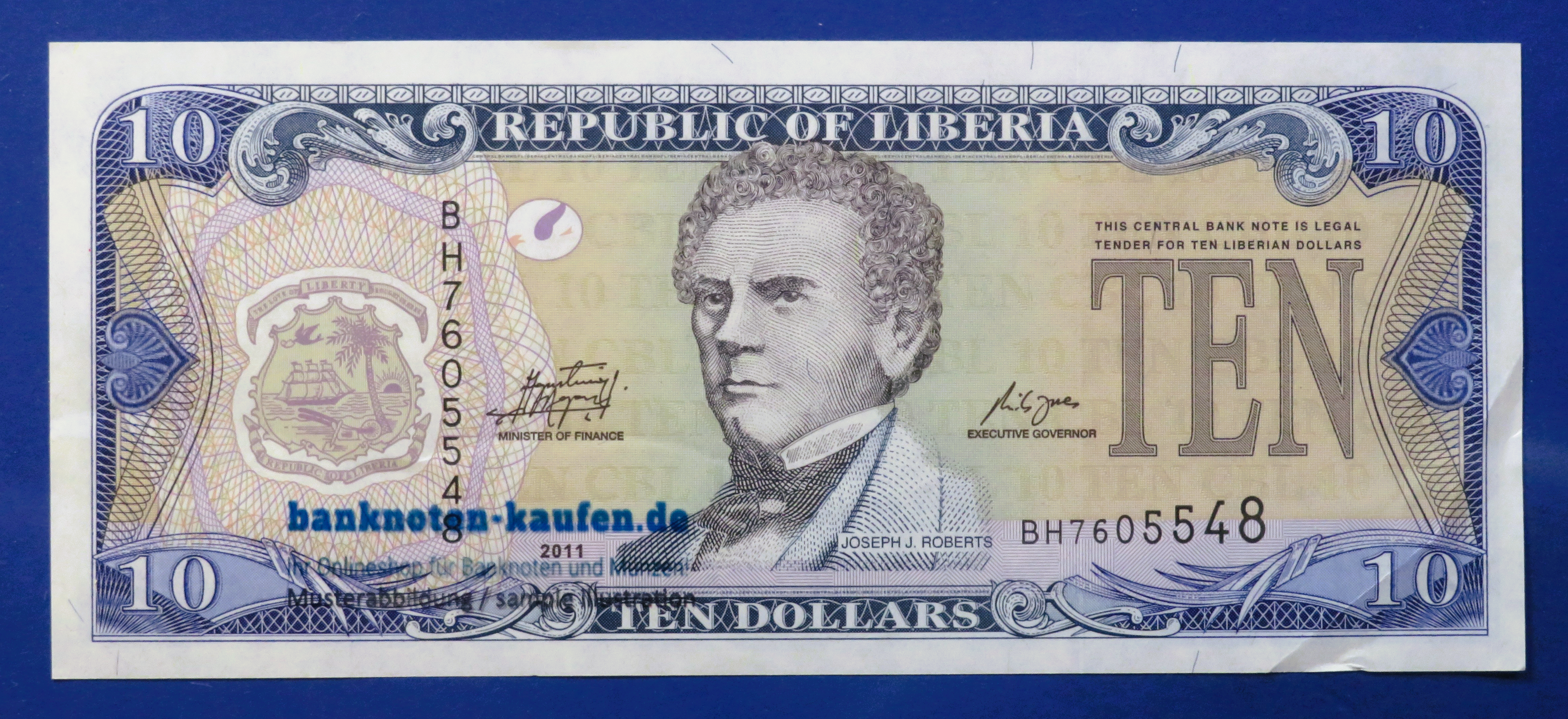Liberia, 10 Dollars, 2011, schön (VF+), P-27f