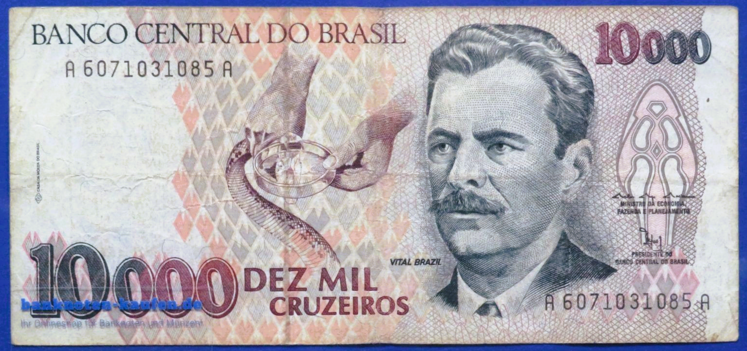 Brasilien, 10.000 Cruzeiros, ND (1991-93), gebraucht (USED / F), P-233b