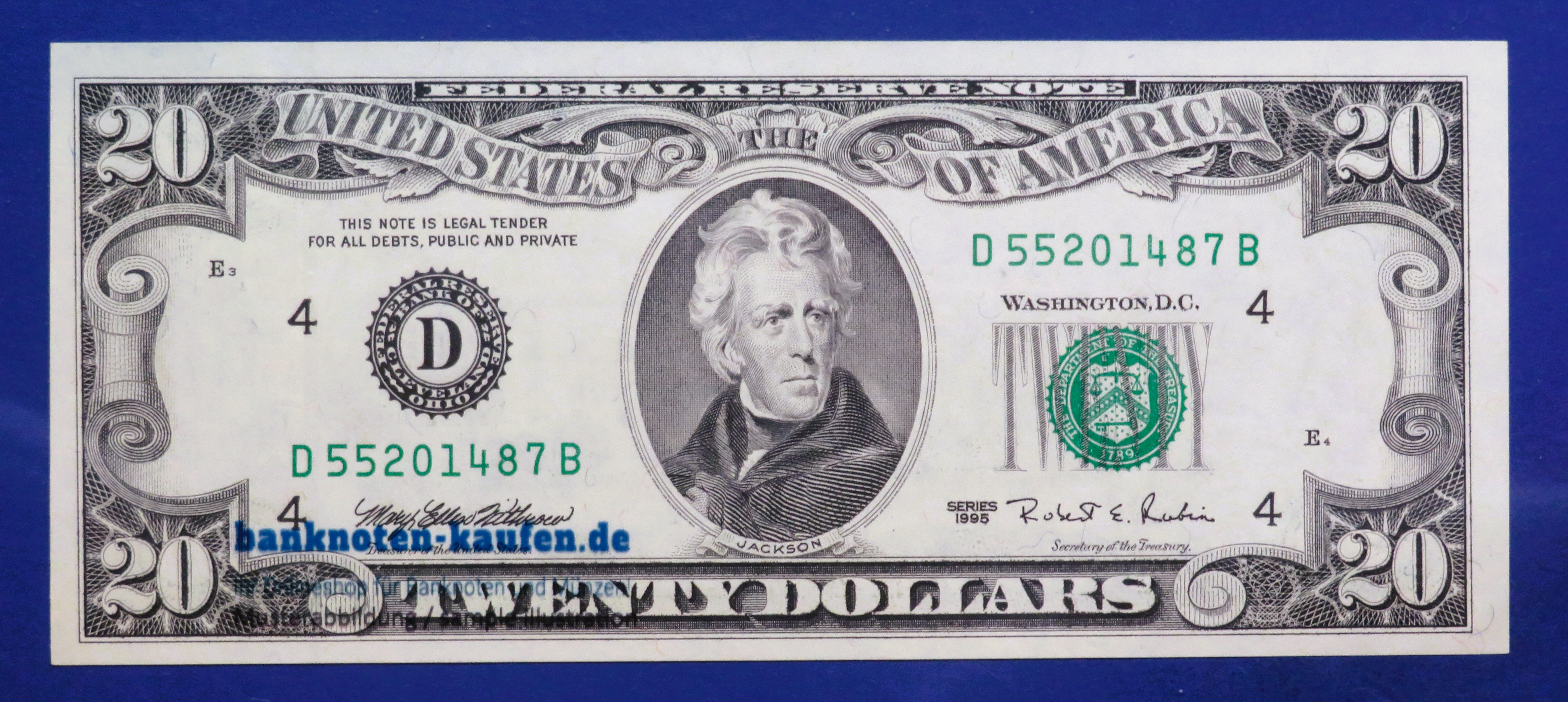 United States of America, 20 Dollars, 1995, about uncirculated (AU), P-500