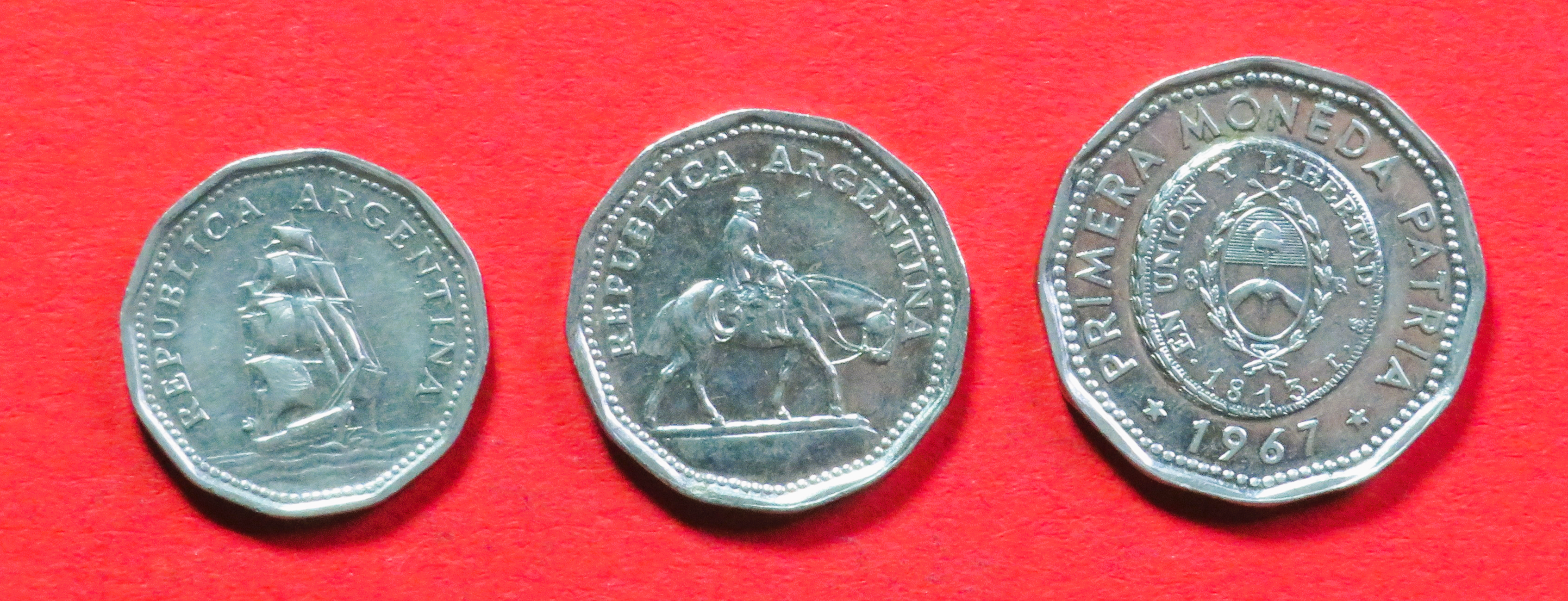 Argentina - Set 3:  5/10/25 Pesos, 1961-1968, circulated (used / vf), # 59-61
