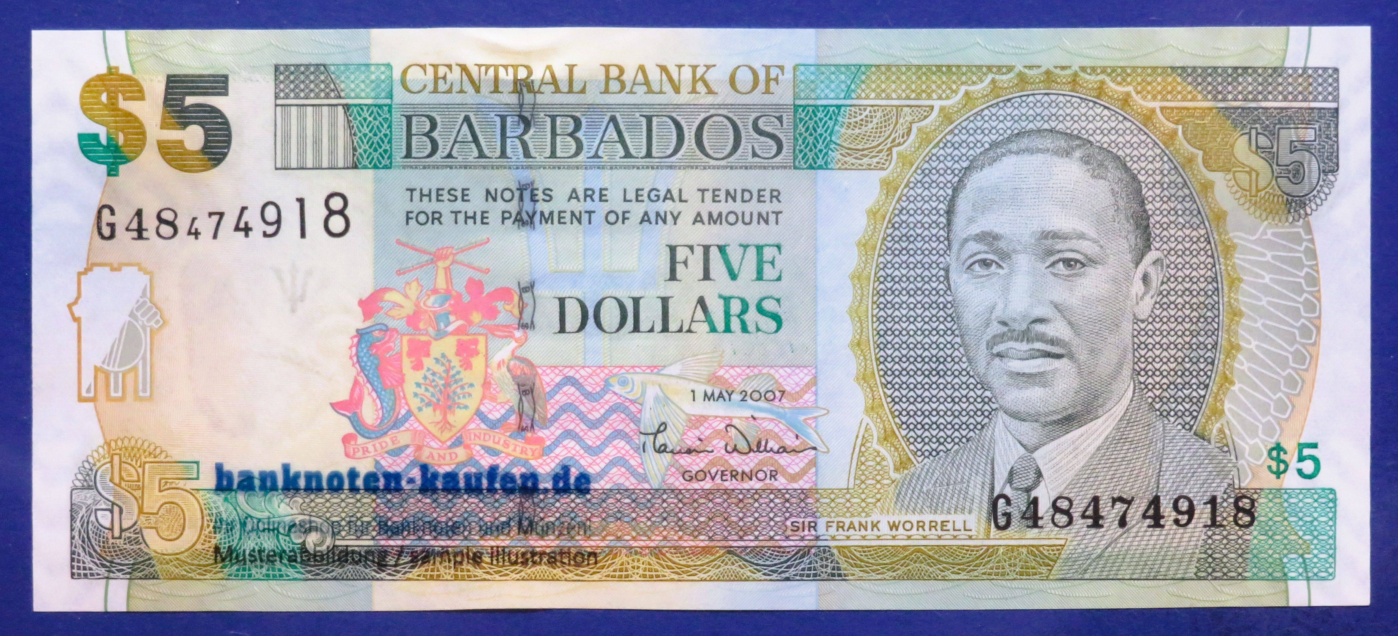 Barbados, 5 Dollars, 2007, uncirculated (UNC), P-67a
