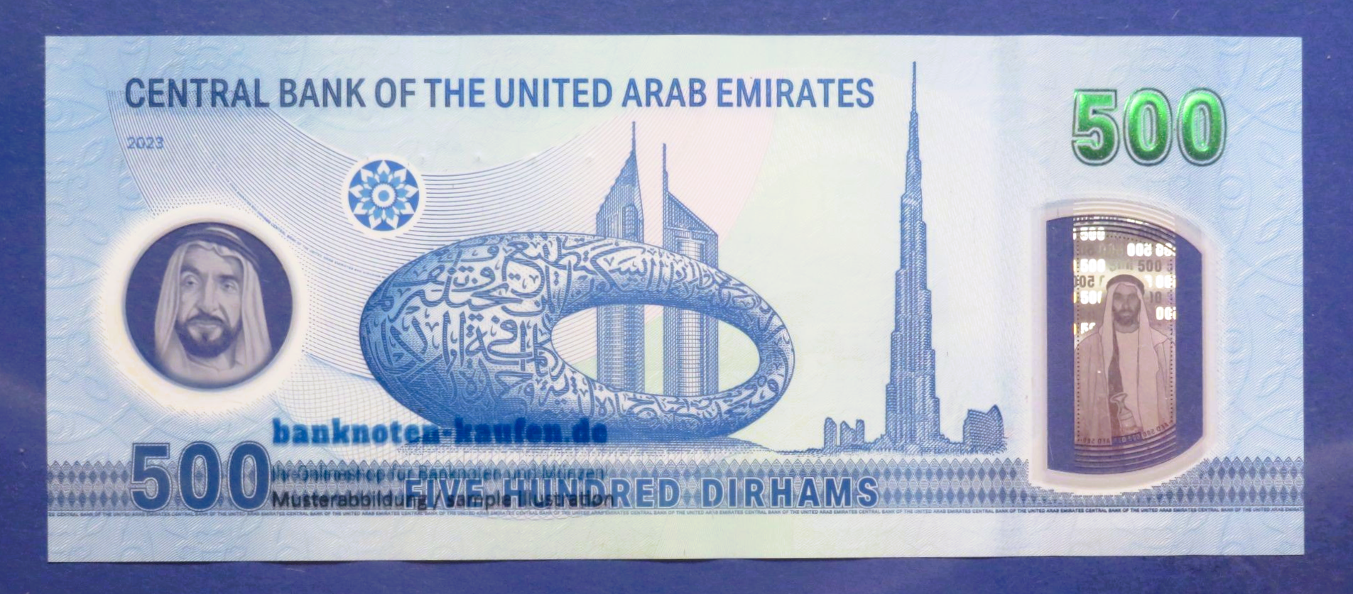United Arab Emirates, 500 Dirhams, 2023, circulated (USED / XF), Polymer, P-42a