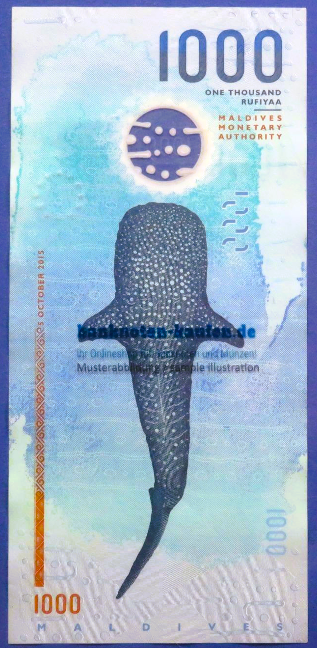 Maldives - 1,000 Rufiyaa, 2015, circulated (USED / VF), Polymer, P-31