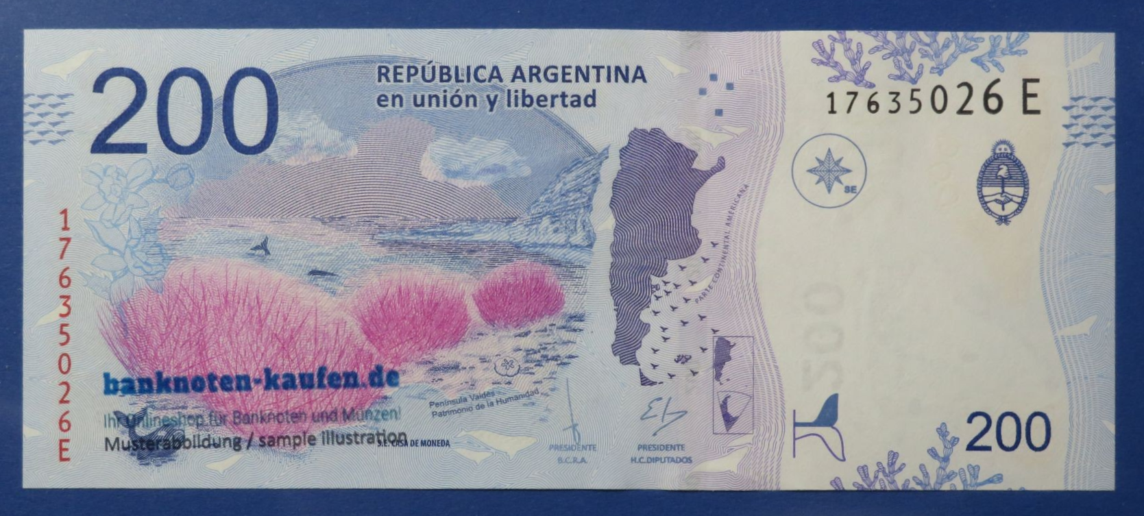 Argentinien, 200 Pesos, 2016ND, fast kassenfrische Erhaltung (AU), P-364