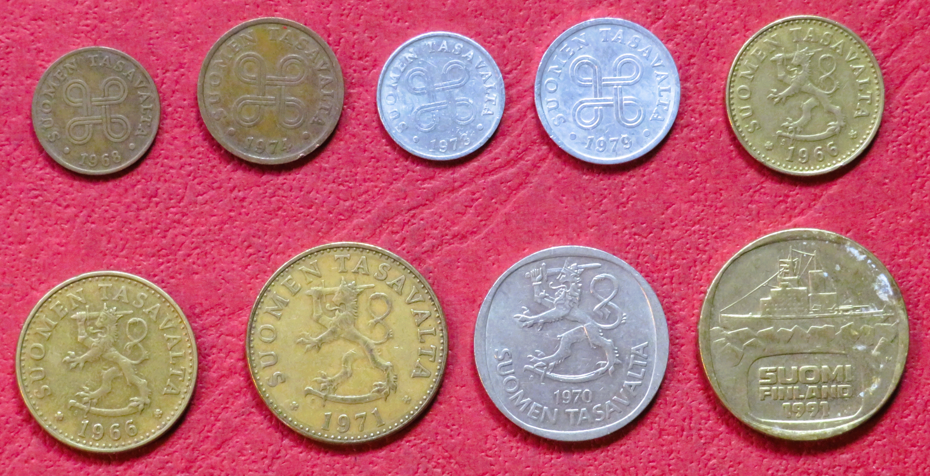 Finland - Set 3: 0,01-5 Markka, 1963-1993, circulated (USED / vf)